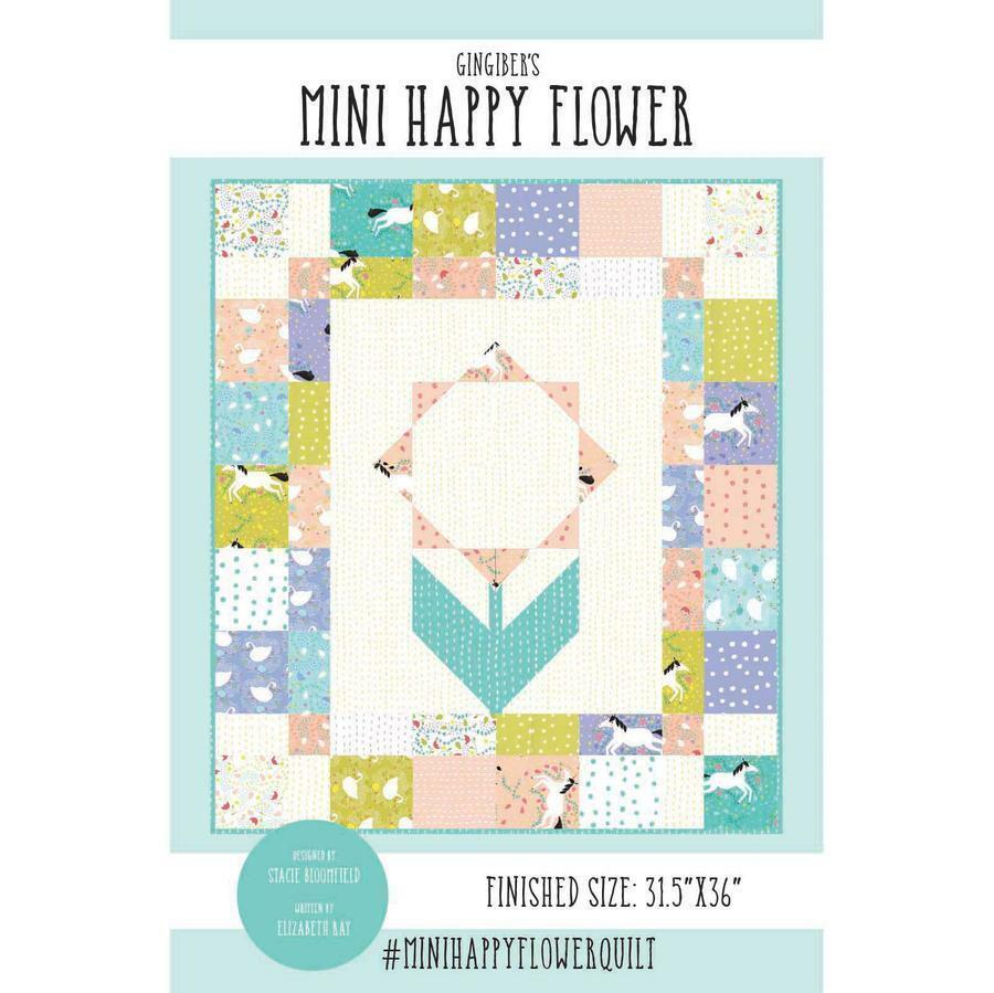 Quilt Pattern MINI HAPPY FLOWER Charm Pack Friendly GINGIBER Enchanted