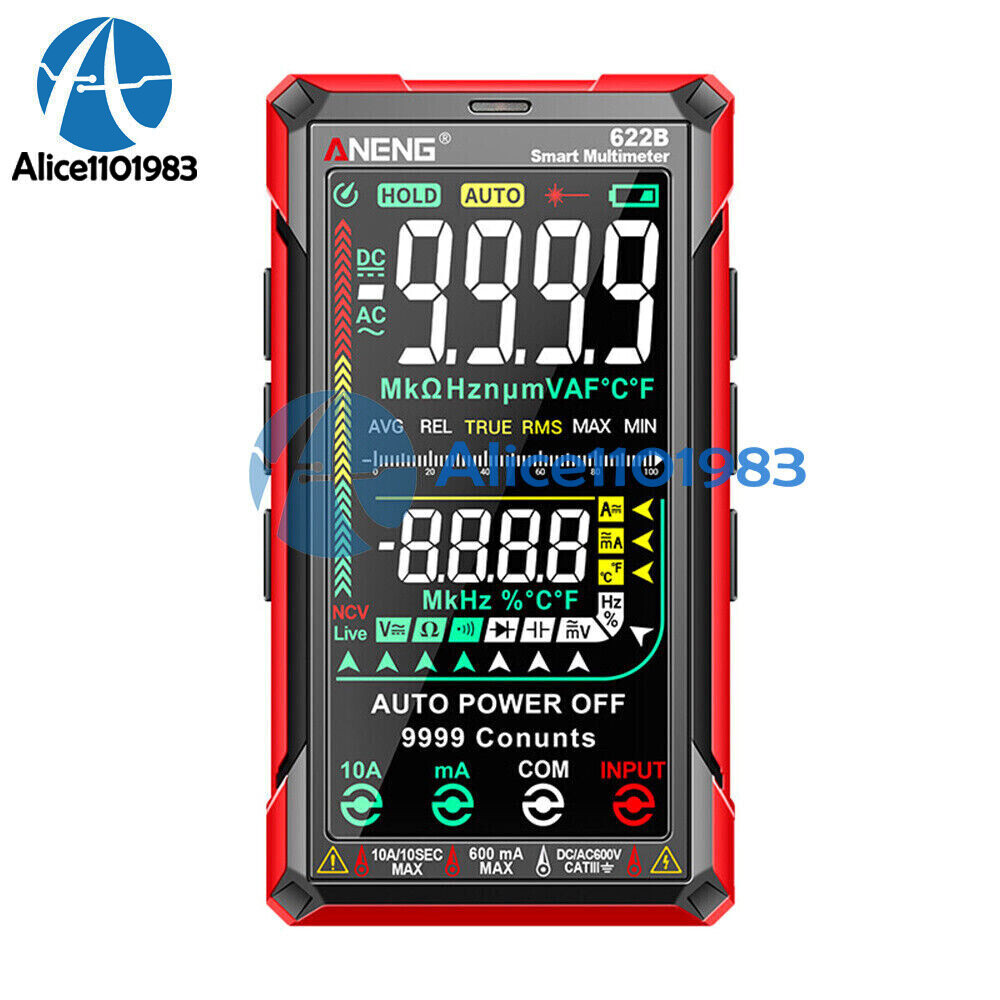 ANENG 622B Digital Smart Multimeter Auto Range DC/AC Meter infrared Laser Lamp