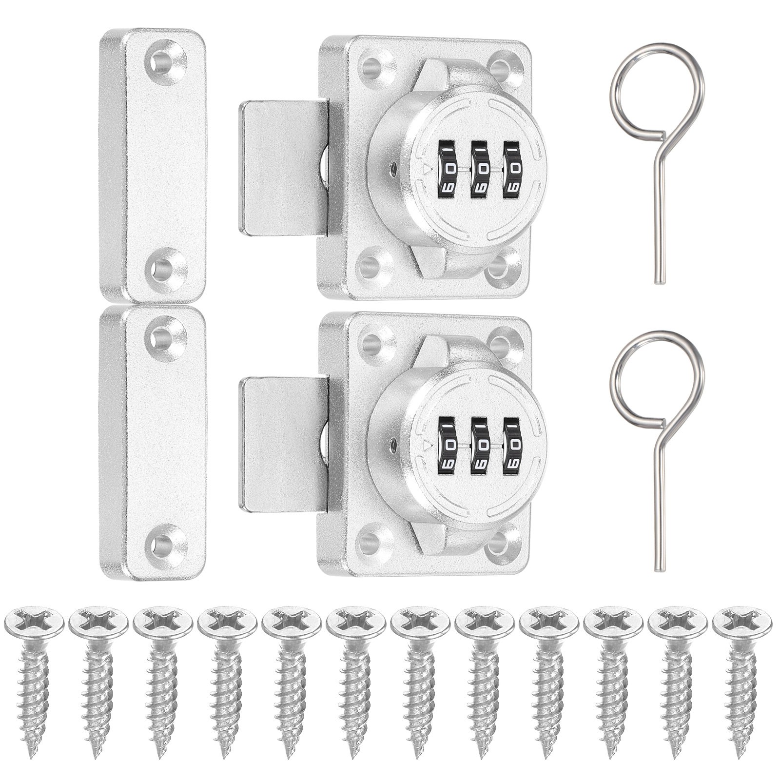 2 Pcs Combination Cabinet Latch Keyless Password Lock Silver