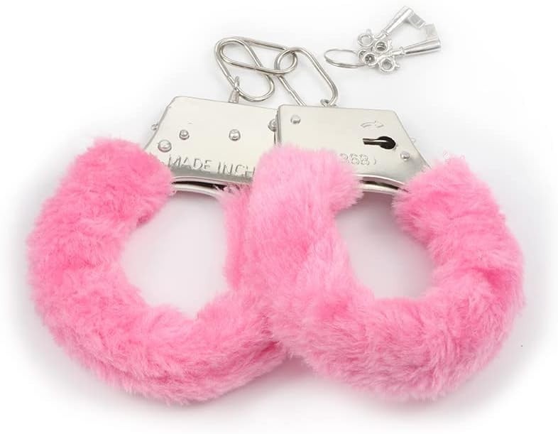Luxury Pink Plush Bondage Handcuffs - Adjustable & Comfortable for SM Play