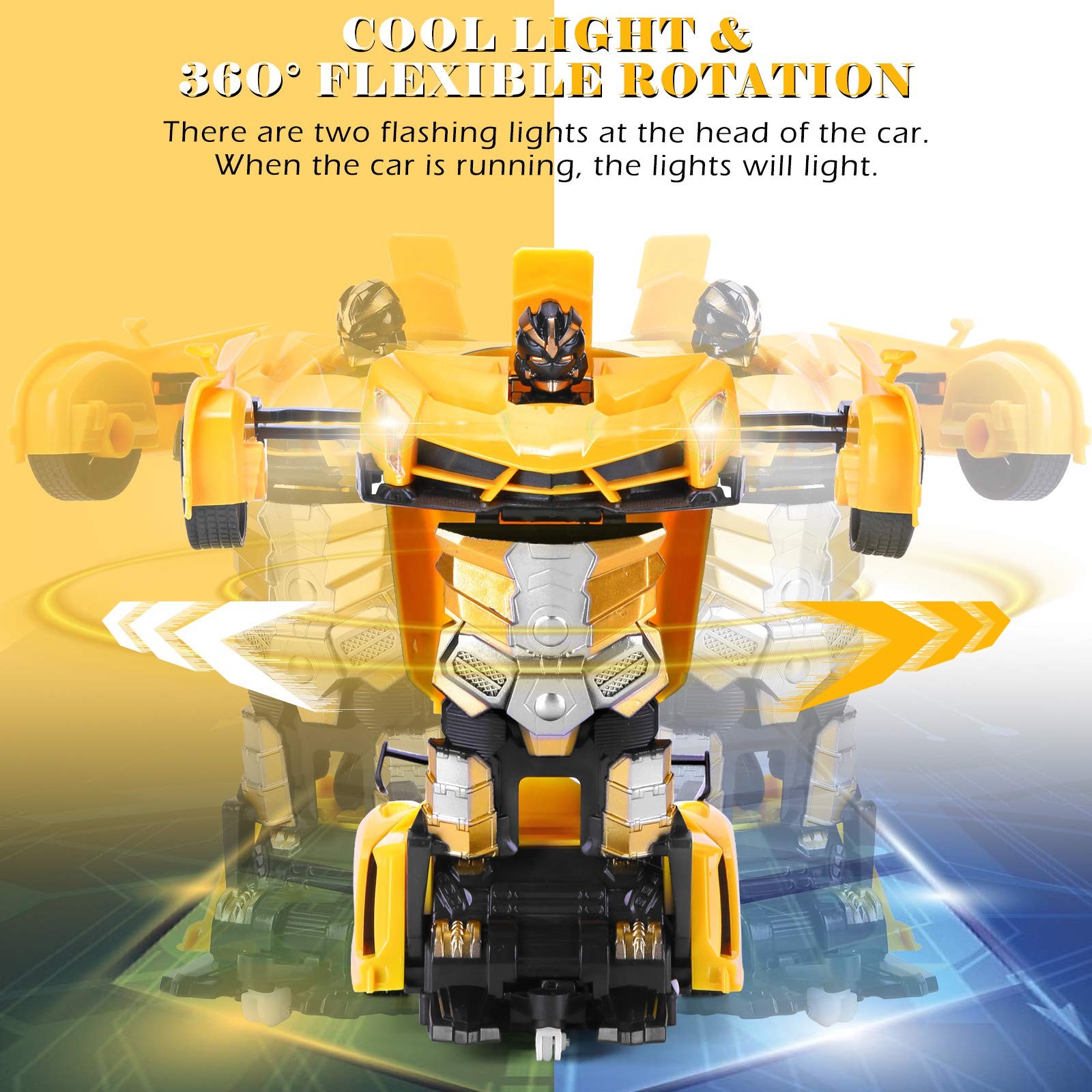 Dolanus Remote Control Car - Transform Transforming Robot RC Car, Yellow