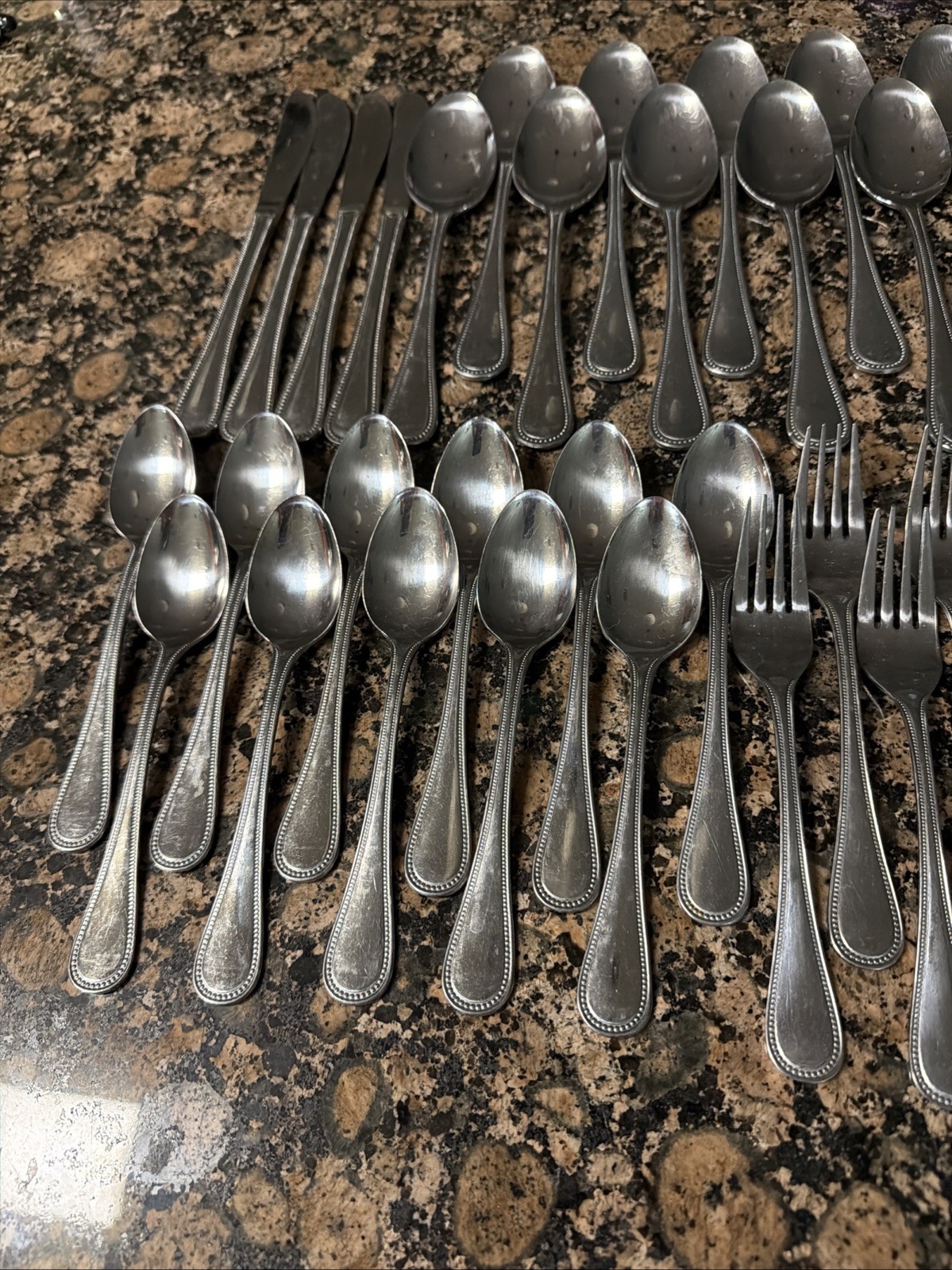 39 pc set EKCO Eterna Regal Coventry Stainless Flatware Set Beaded Edge Japan