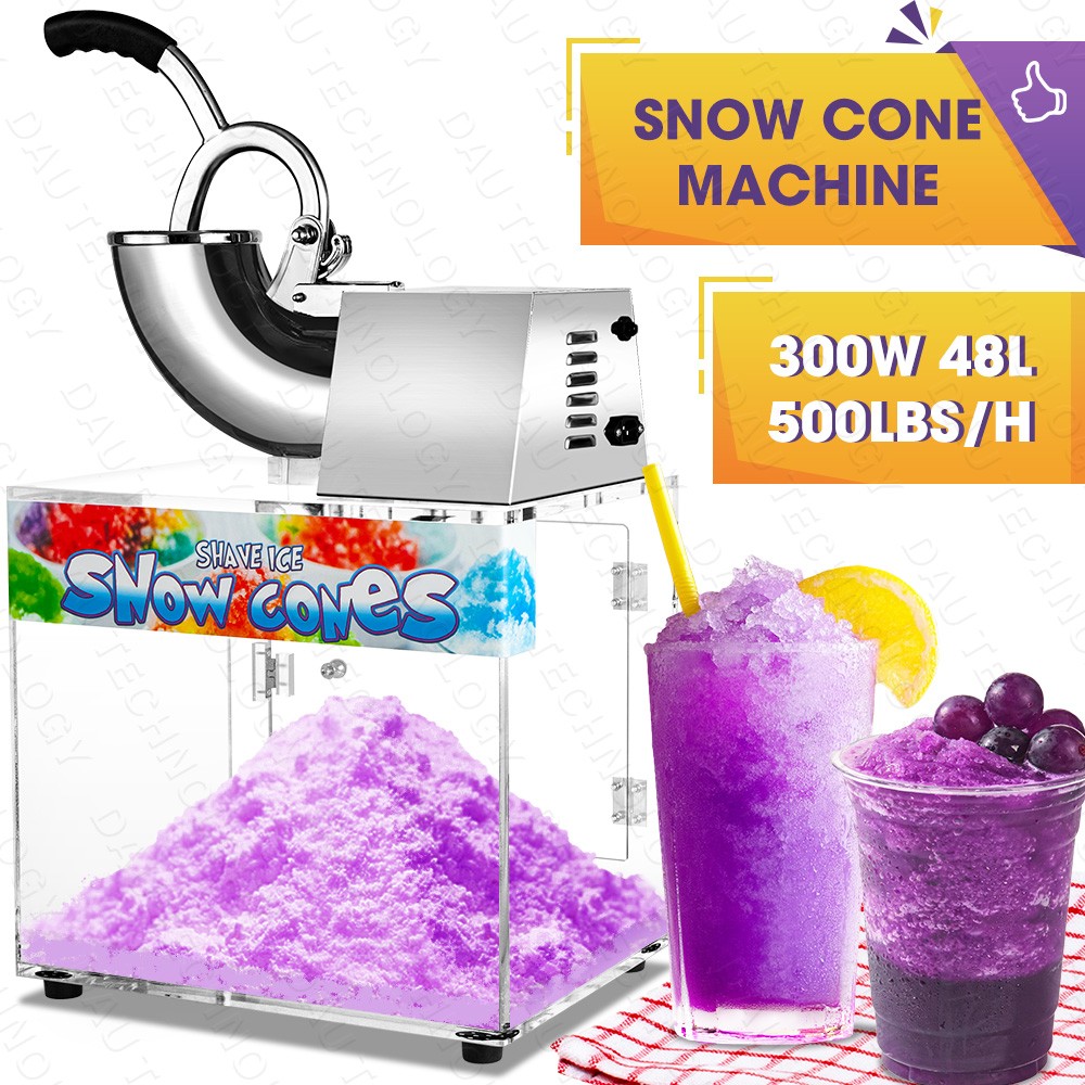 500LB/H Commercial Shaved Ice Machine 48L Capacity, Electric Snow Cone Maker