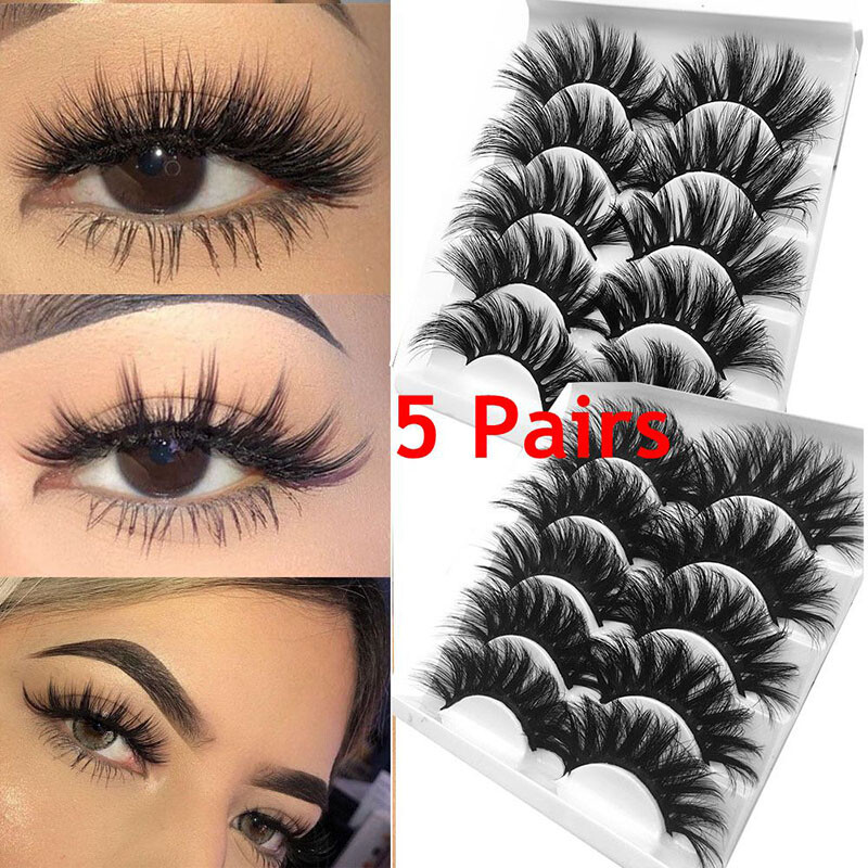 Fashion Natural Faux Mink 5 Pairs Fake Eye Lashes False Eyelashes Makeup Thick