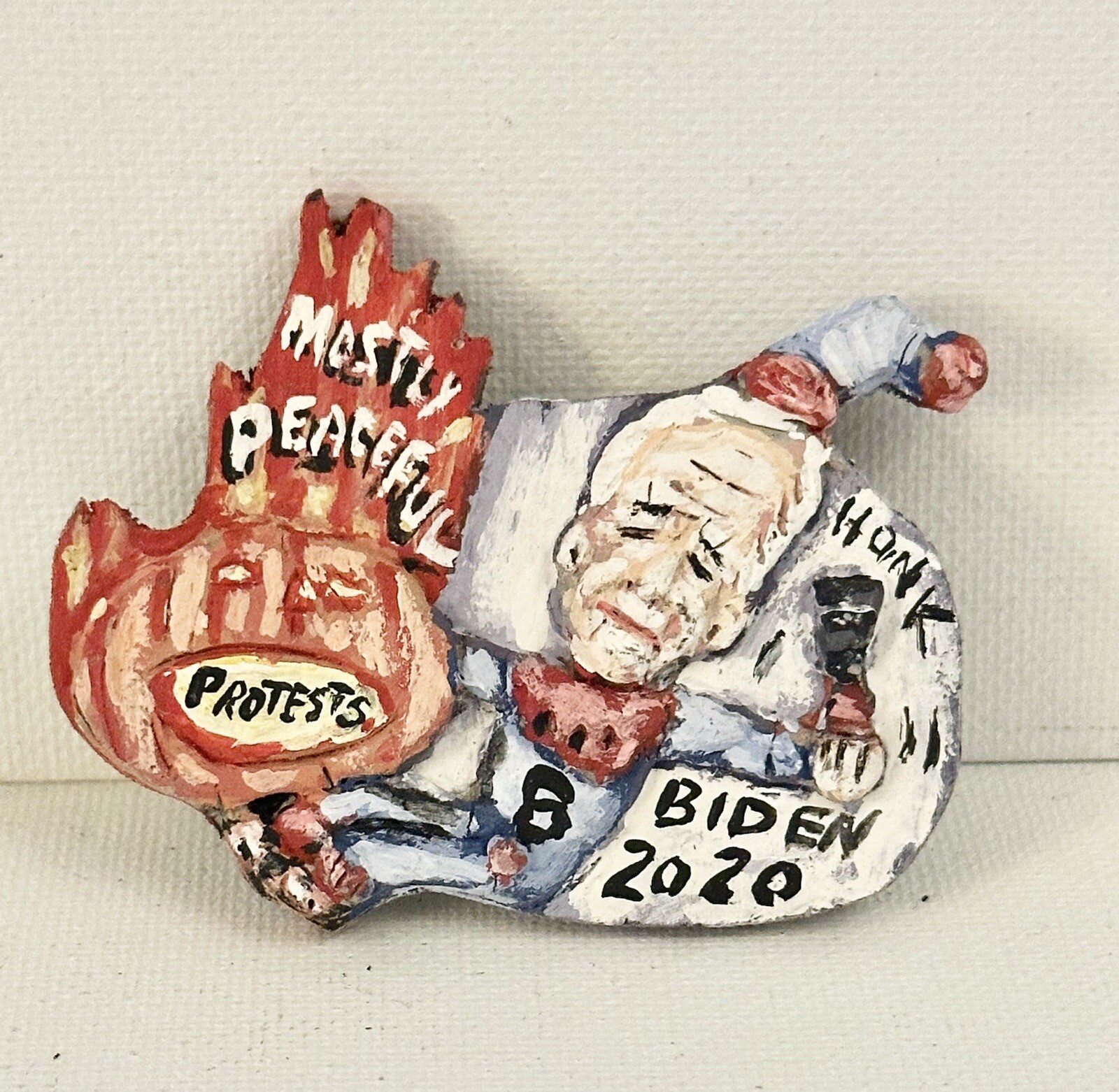 Biden 2020 "Mostly Peaceful Protests" Pinback Button by Artist Alan Ferster