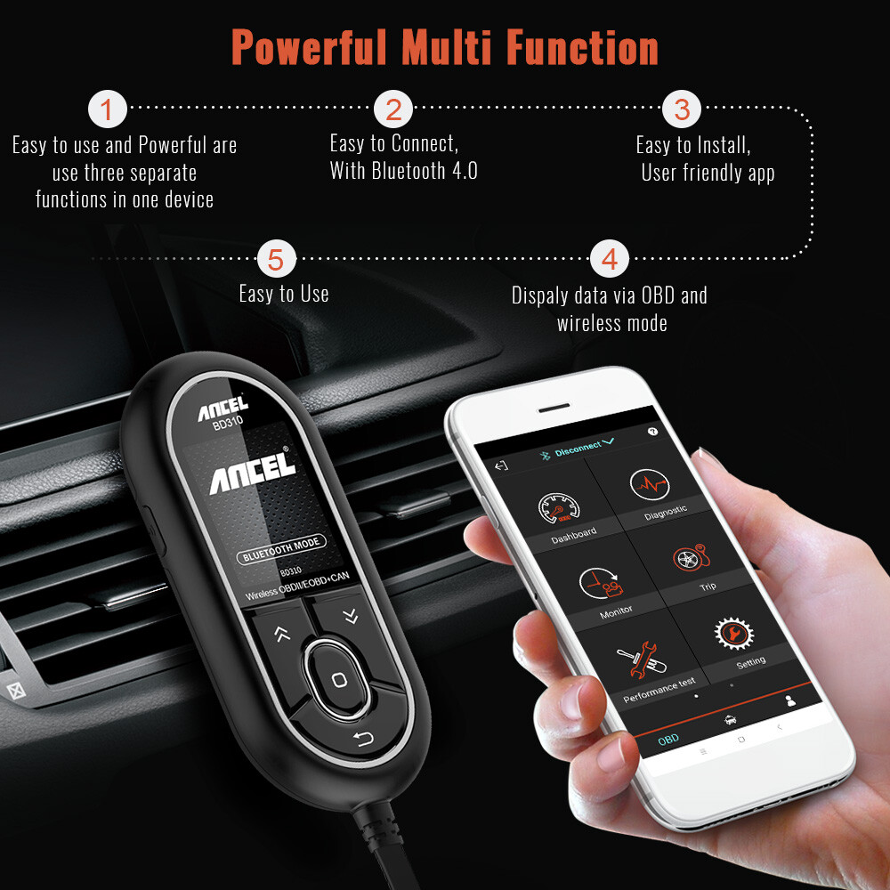 ANCEL BD310 Digital Meter OBD2 Code Reader Diagnostic Scan for Android iPhone
