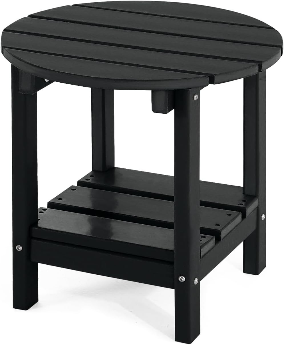 Adirondack Outdoor Side Tables, 2-Tier round Outdoor Table, Weather Resistant HD