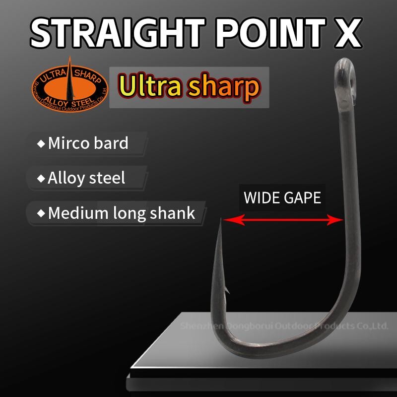 10pcs Carp Fishing Hook Straight Point  Long Shank Size 2 4 6 PTFE Coating