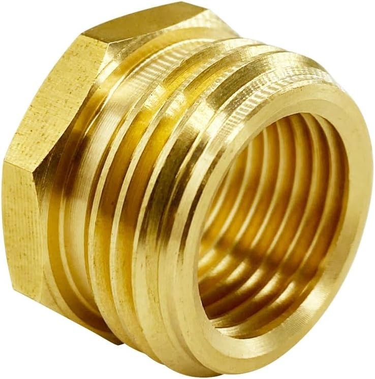 3/4" Male Garden Hose x 1/2" Female NPT Threaded Brass Bushing Fitting