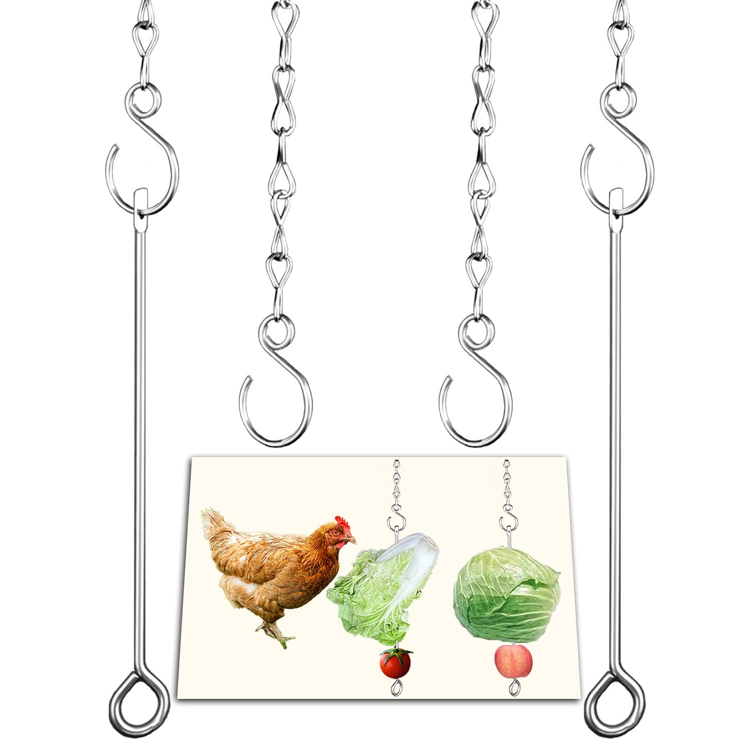 Chicken Vegetable Hanging Feeder Toy for Hens Pet Veggies Long, Grey