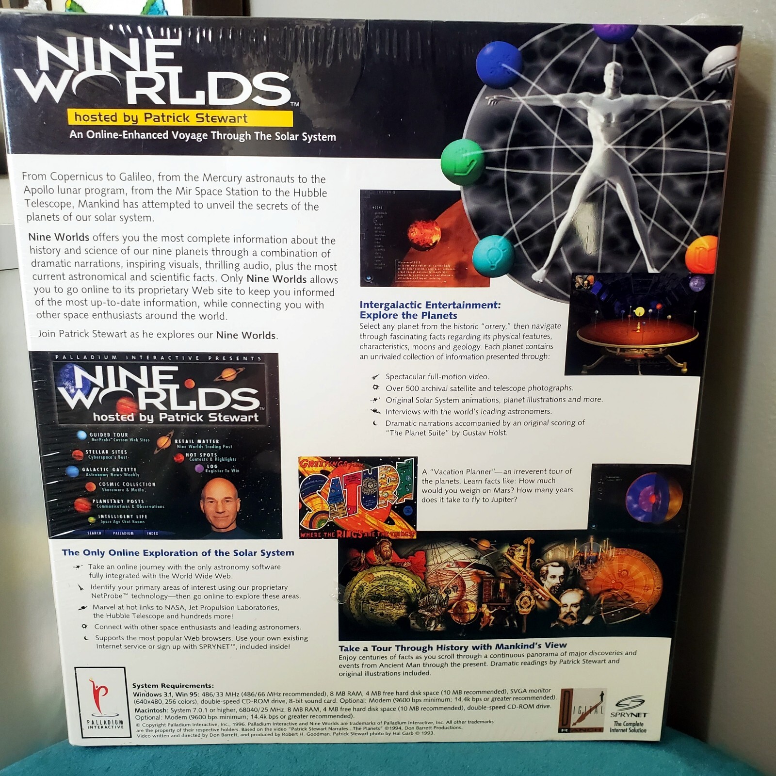 Nine Worlds Hosted By Patrick Stewart CD ROM Sealed Palladium Interactive 1996