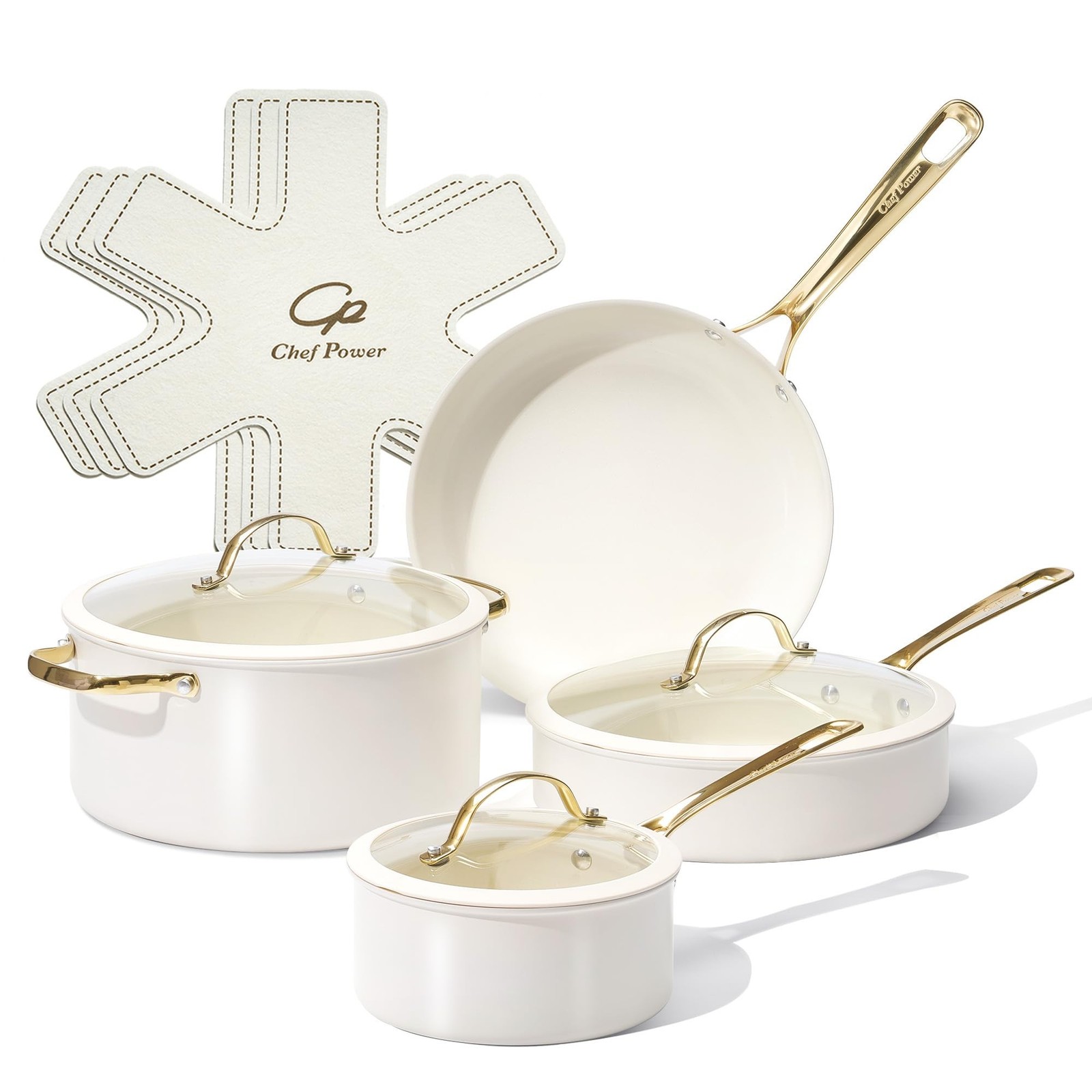 Chef Power Ceramic Cookware Sets, 10Pcs Pots and Pans Set Non Stick, Cookware...