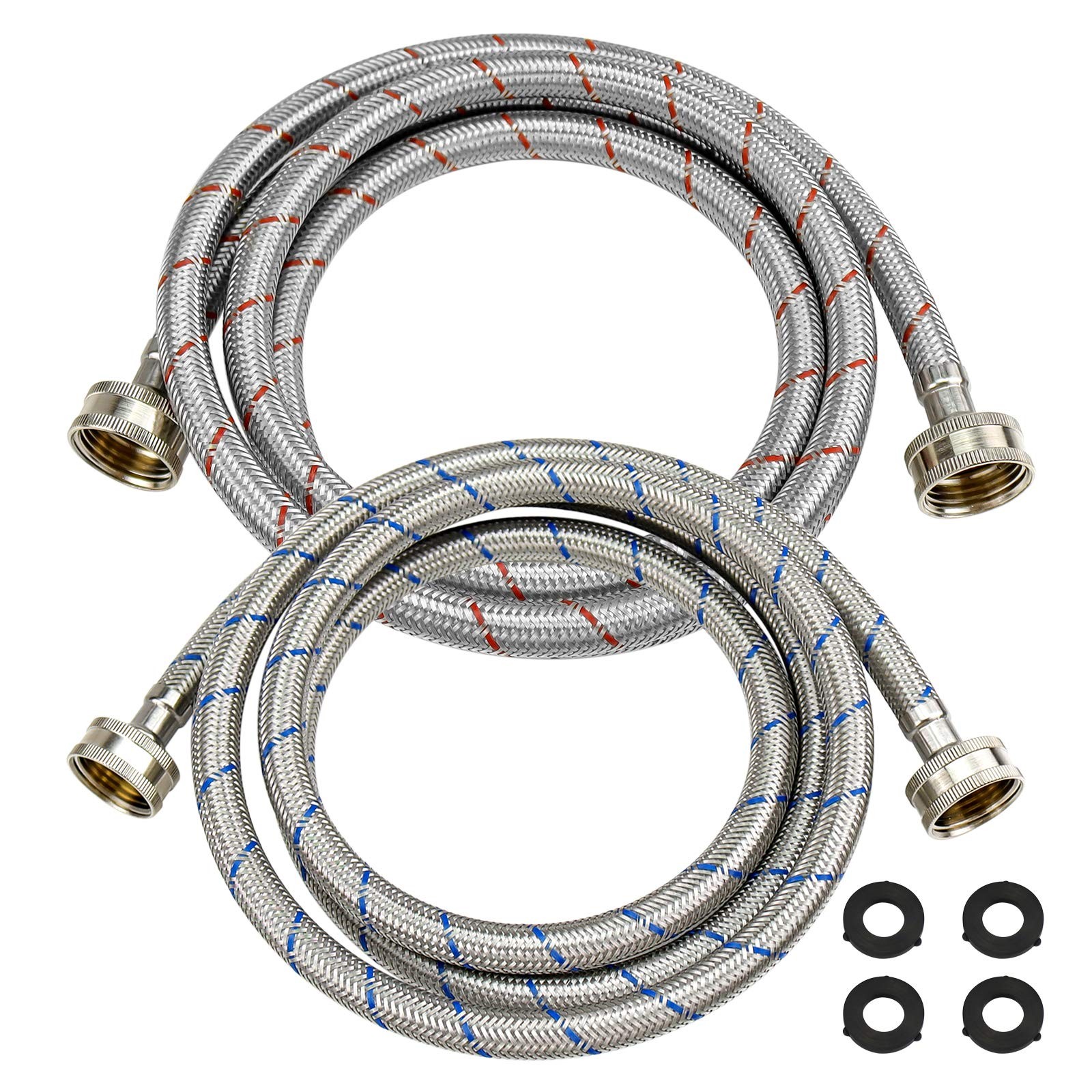 6 Ft Washer Stainless Steel Hoses Braided Stainless Steel Water Supply Line -...