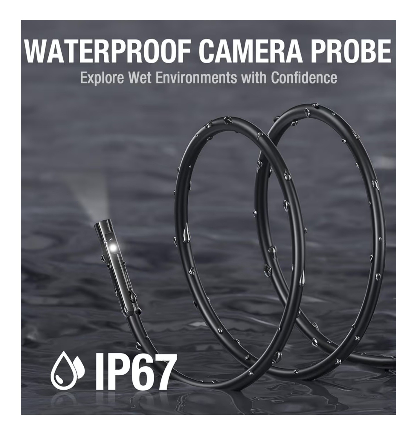 Dual Lens Endoscope Camera w Light, Teslong 4.5" HD Borescope (16.5FT)