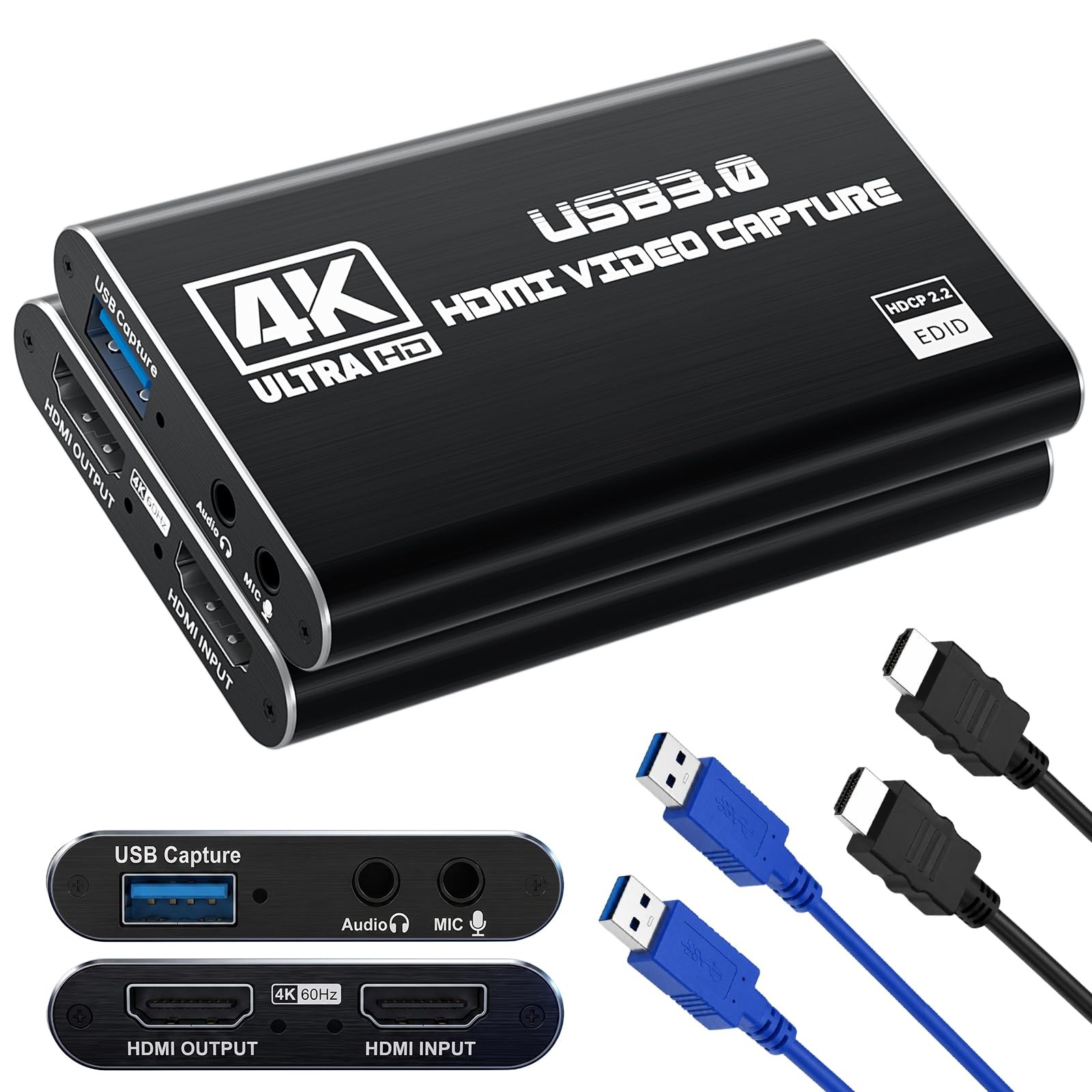 Guermok USB 3.0 HDMI Capture Card, 1080P 60FPS & 2K30 Video Capture Device