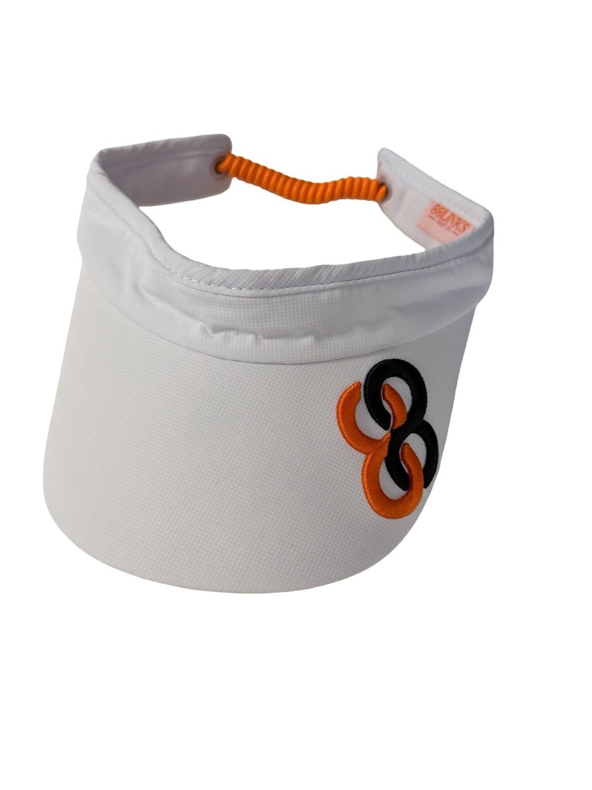 88 Links Golf Co White Adjustable Performance Visor Orange Black Logo