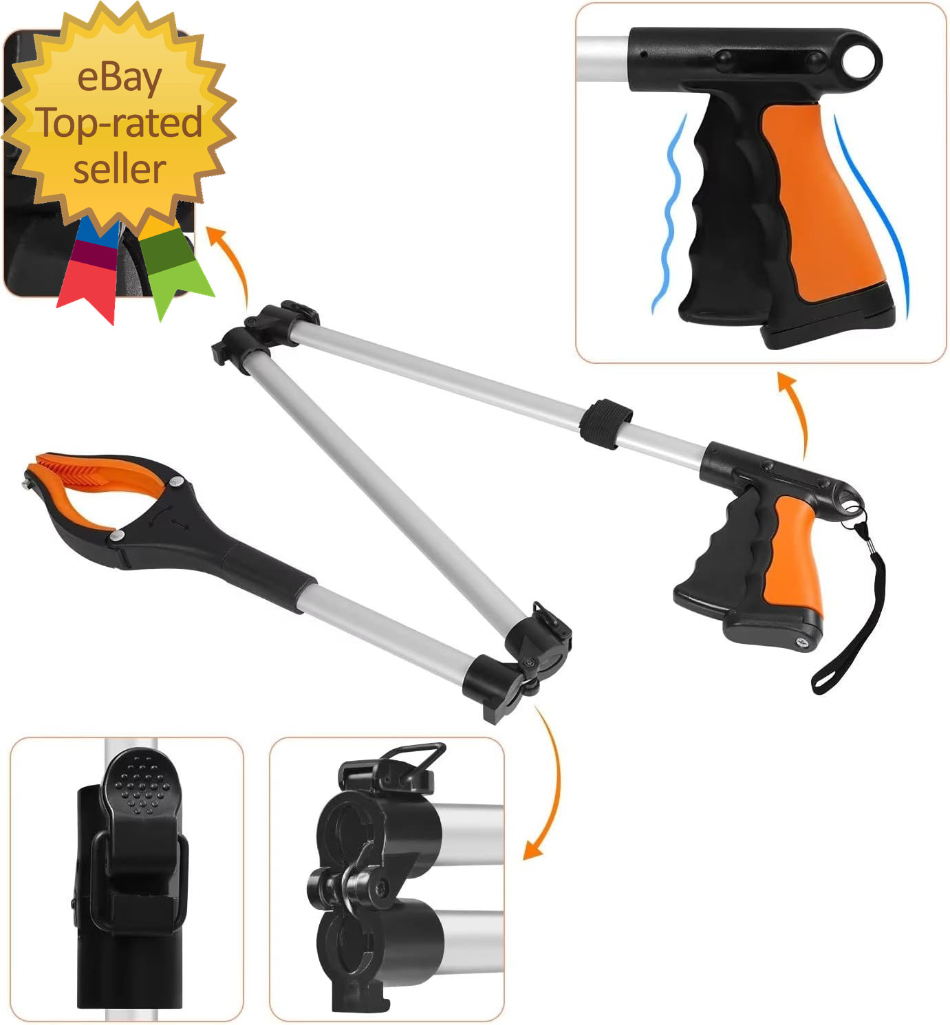 43" Extra Long Grabber Tool, Foldable Grabbers for Elderly Grab It Reaching Tool
