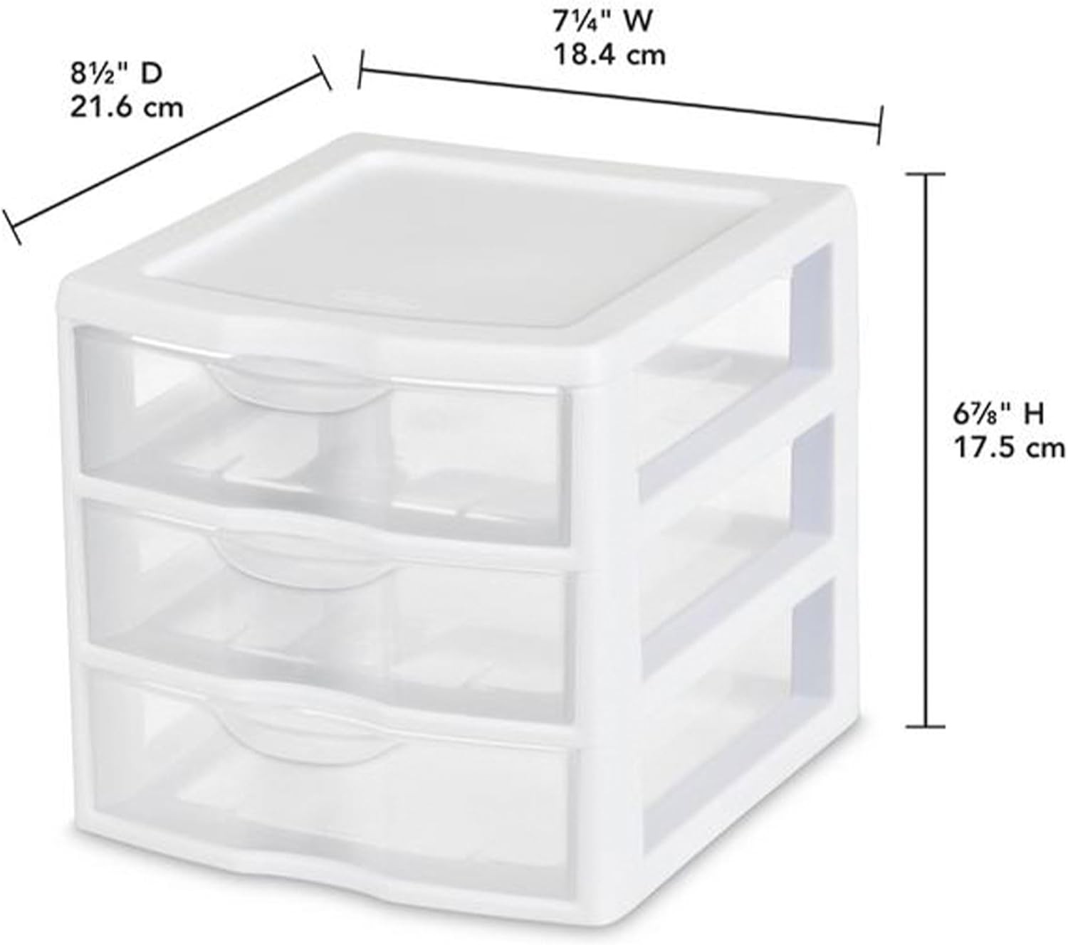 Sterilite Clearview Plastic Multipurpose Small 3 Drawer Desktop Storage Organiza