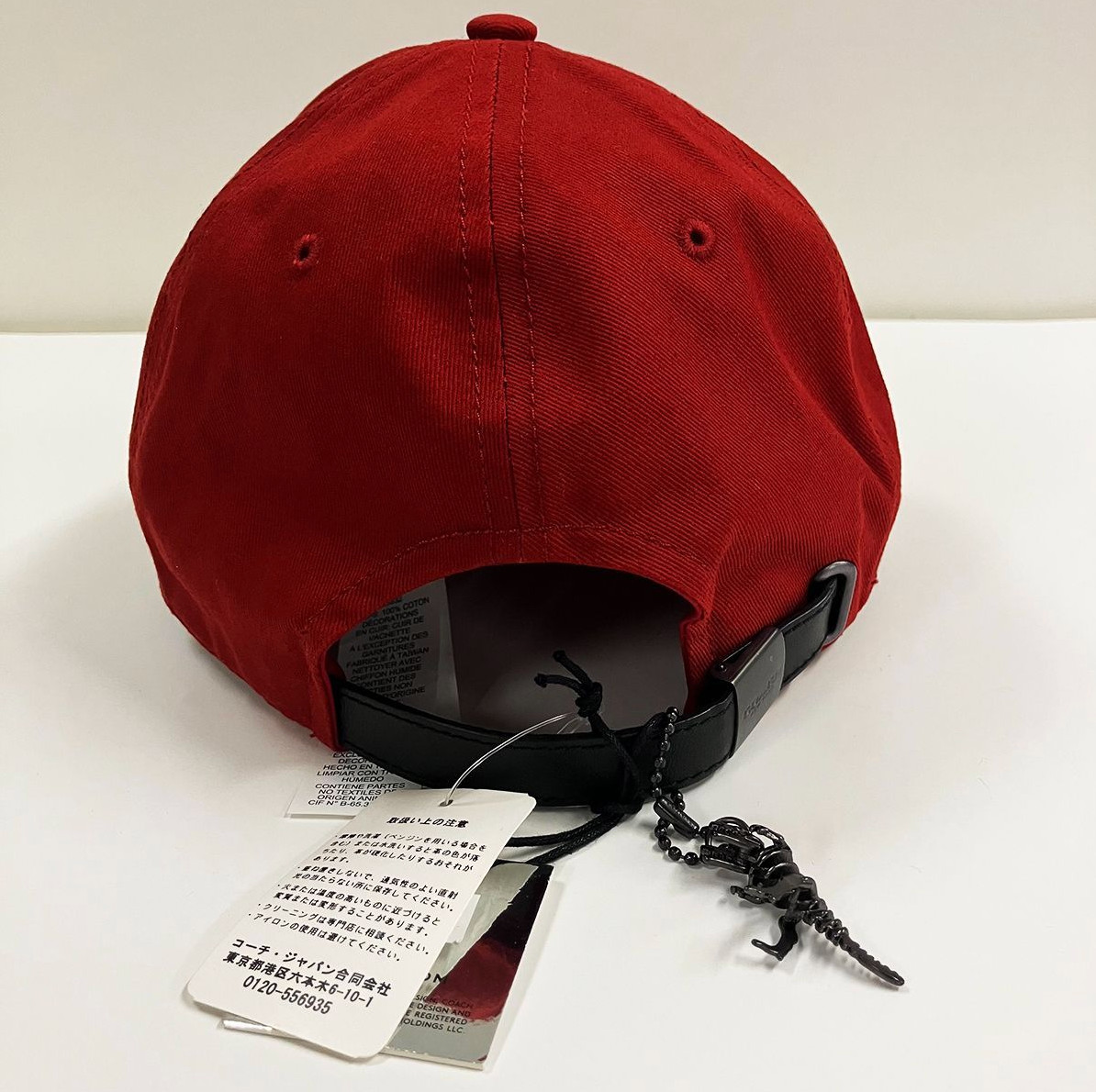 COACH Rexy Dinosaur Red Cap Hat w/ Rexy Charm Cotton Leather Trim Unisex Japan