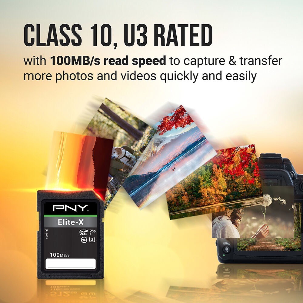 PNY 64GB Elite-X UHS-I SDXC Memory Card - BRAND NEW Canon Sony Nikon Panasonic +