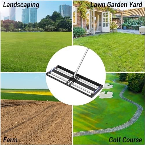 Updated Lawn Leveling Rake 30"x10", Lawn Leveler with Aluminum Rollers, Yard ...