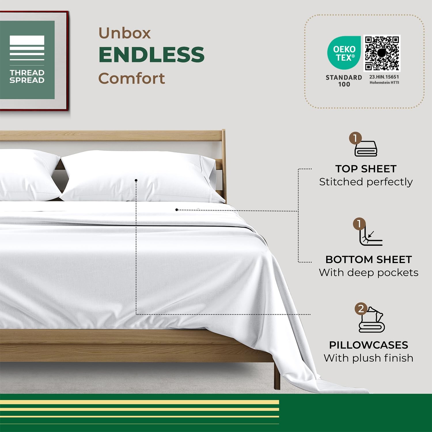 THREAD SPREAD 100% Organic Cotton Sheets - Organic Cotton Percale Weave Sheet Se