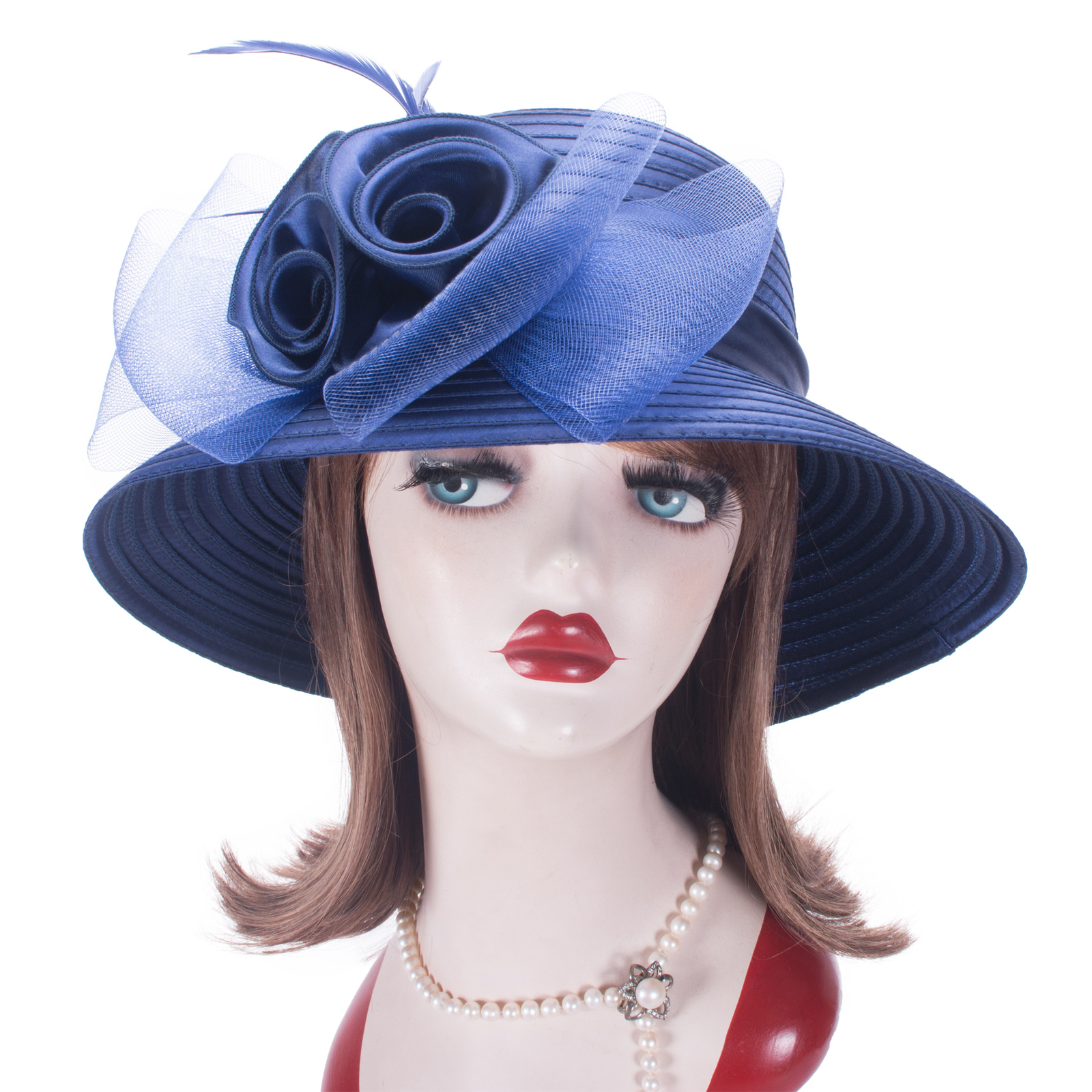 Satin Ribbon Women Dress Church Bridal Wedding Kentucky Derby Party Hats A433