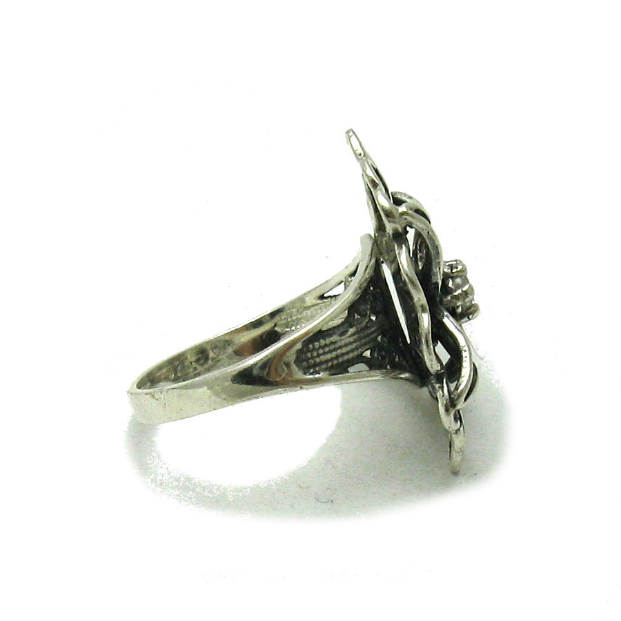 Sterling Silver Filigree Ring Solid 925 With Cubic Zirconia Handcrafted