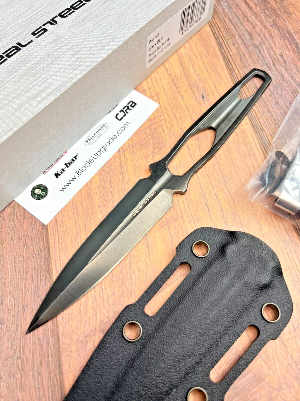 Real Steel Astral Dagger DLC 3.25" Black DLC K110 One Piece Fixed Knife 3505B