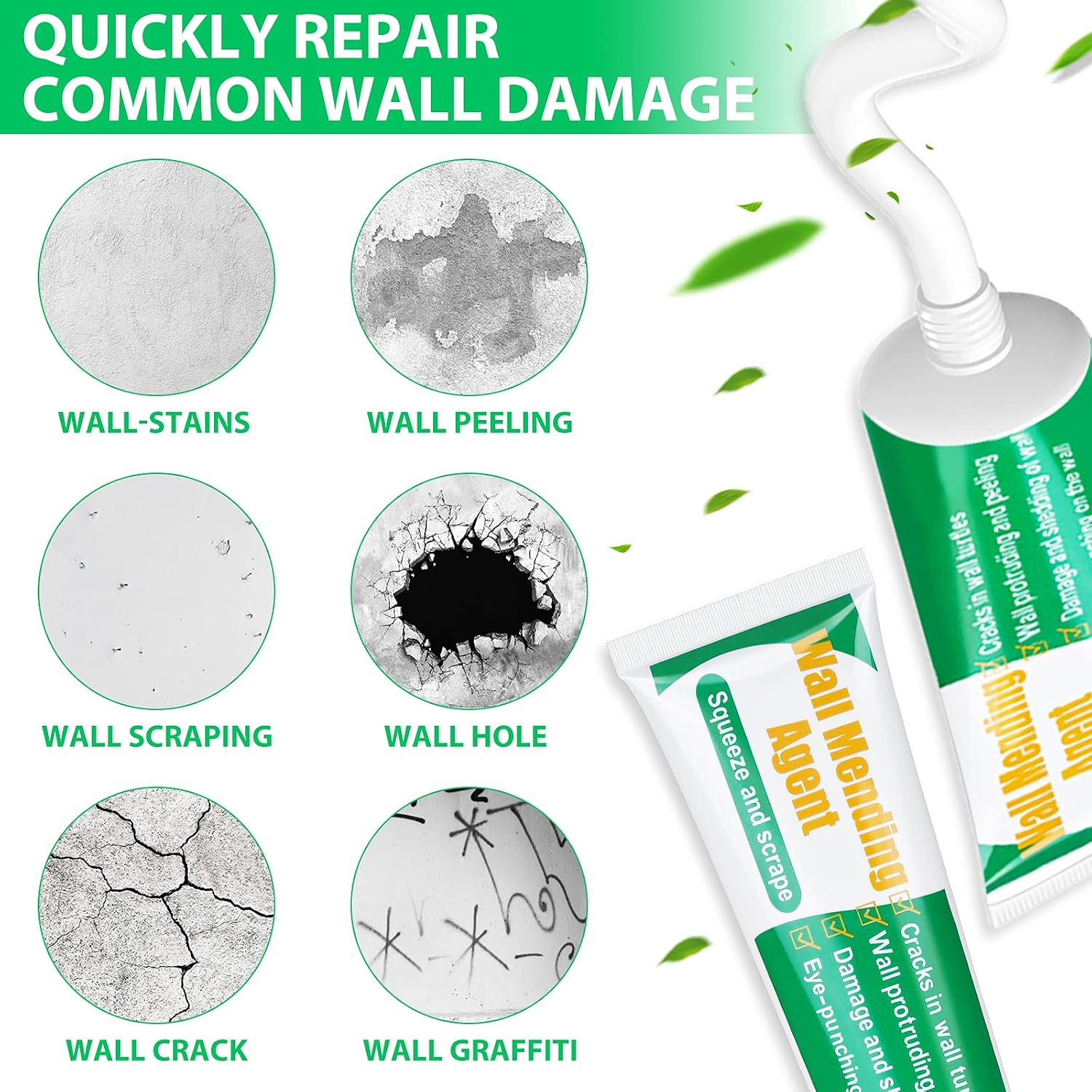Drywall Repair Kit - Large Hole Patch, Wall Mending Agent with Scraper - Easy to