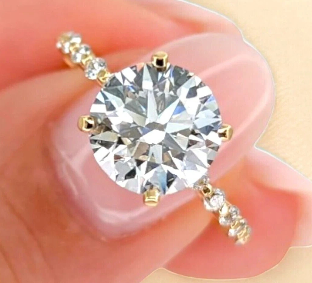 Round Cut 3.10 Ct Moissanite Prong Setting Wedding Engagement Ring