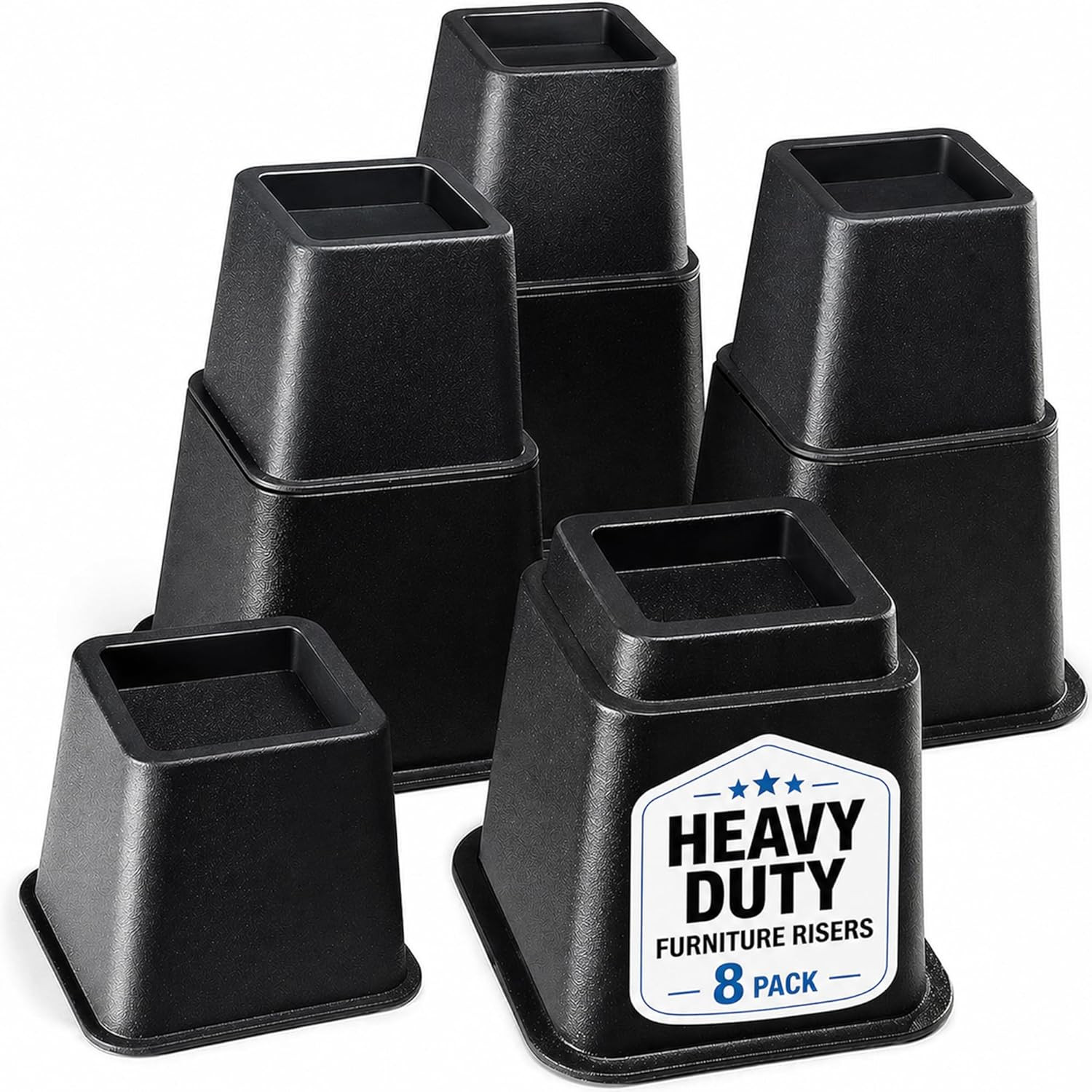 Home It Adjustable Bed Risers - Elevation in 3, 5 or 8 Inch - Heavy Duty Stackab