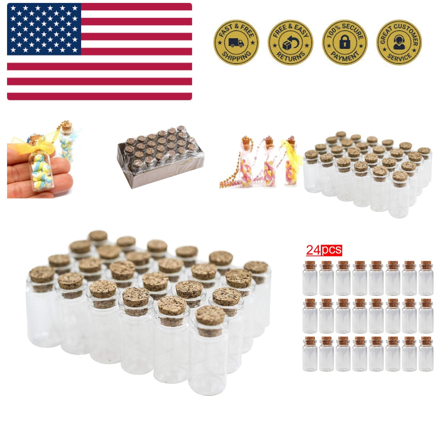 Charming Mini Clear Glass Bottles with Cork Caps - Perfect for Celebrations