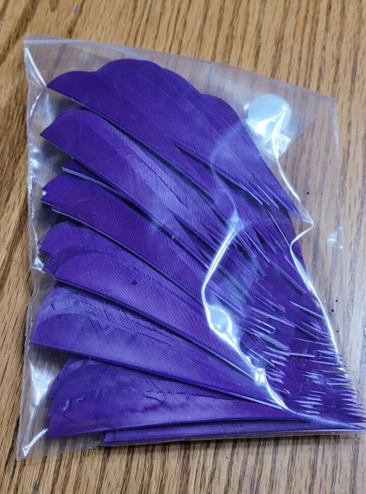 4 inch Feathers Right Wing Parabolic Cut 100 pack Purple