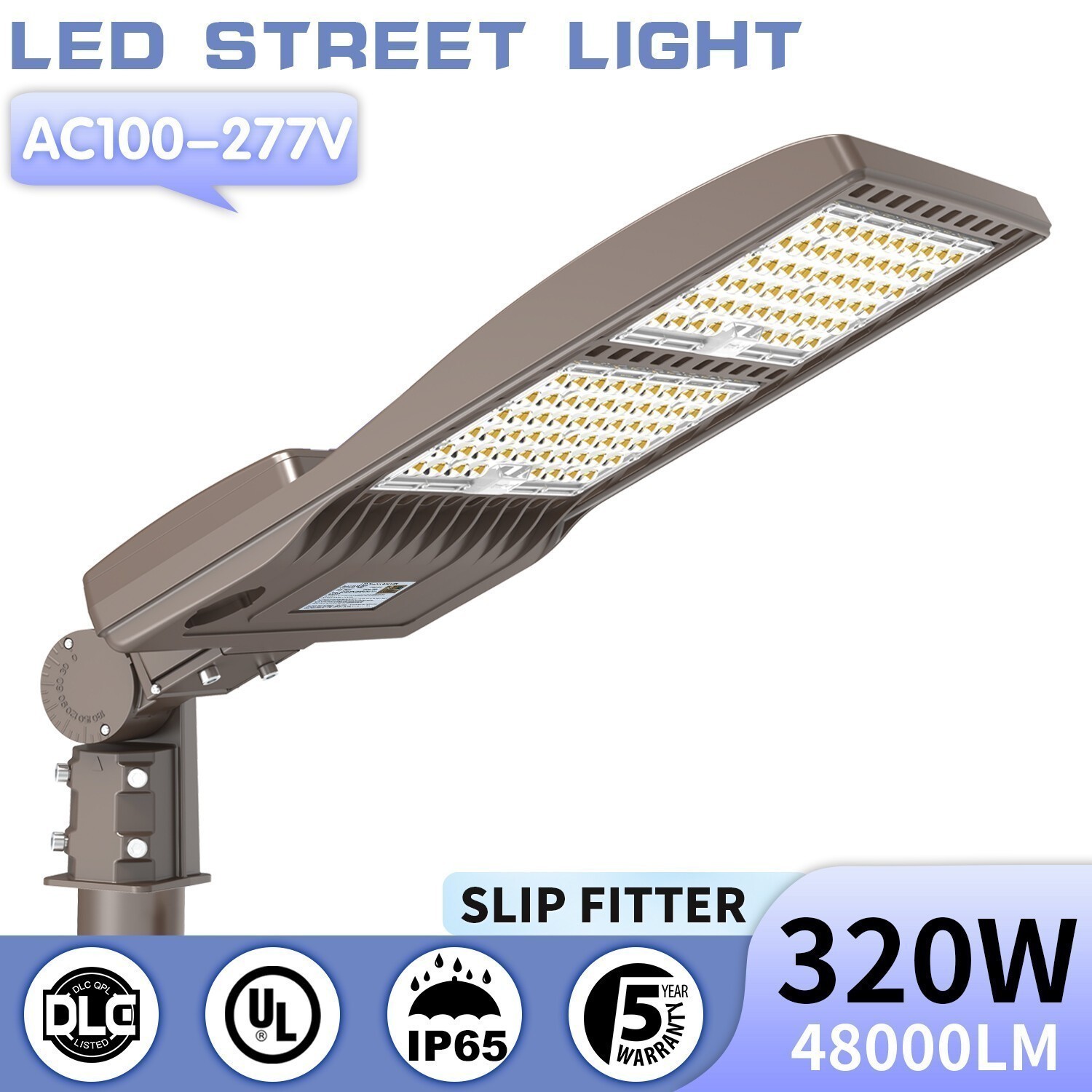 320 Watt LED Shoebox Pole Light Outdoor Street Area Tennis Courts Lighting 5000K