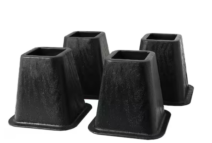 6 in. Bed Risers 4 Pack Heavy Duty Furniture Lifts Black 6 Inch Bed Lift Blocks
