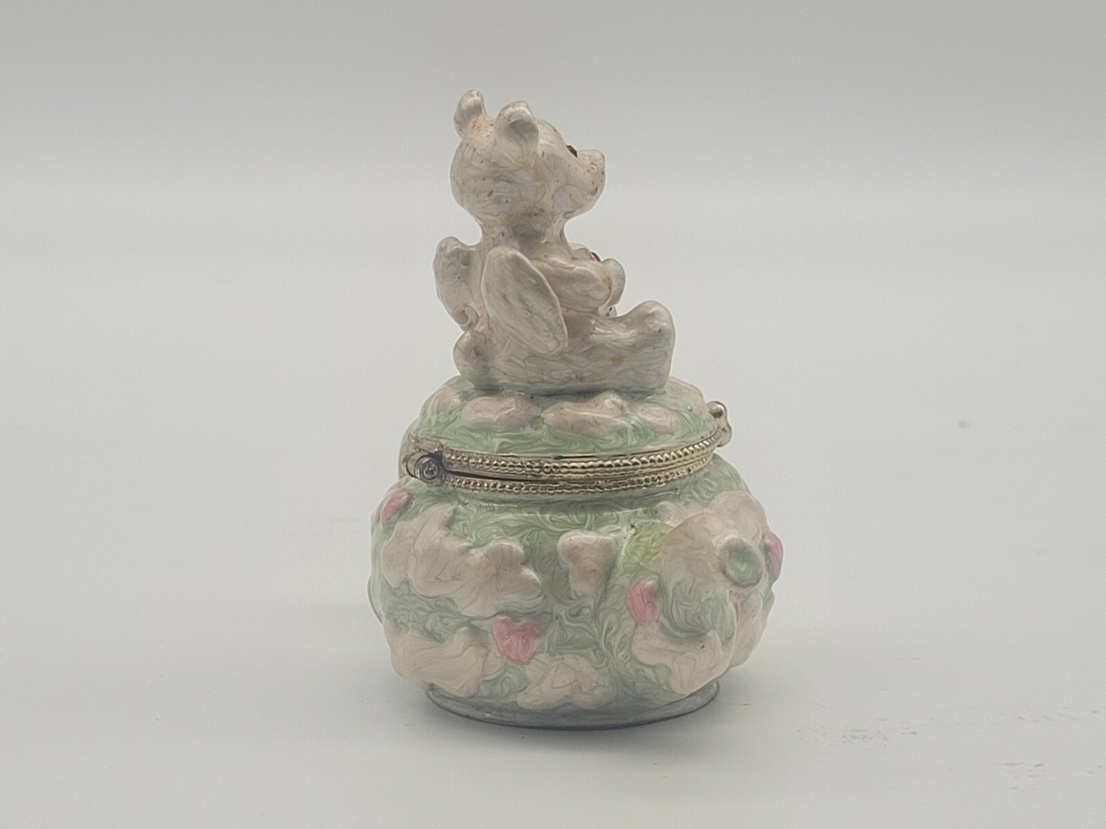 Teddy bear sitting on a teapot Trinket Box