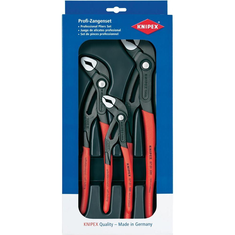 Knipex Cobra Multigrips or Waterpump Pliers Set 00 20 09 V02 87 01 180 250 300