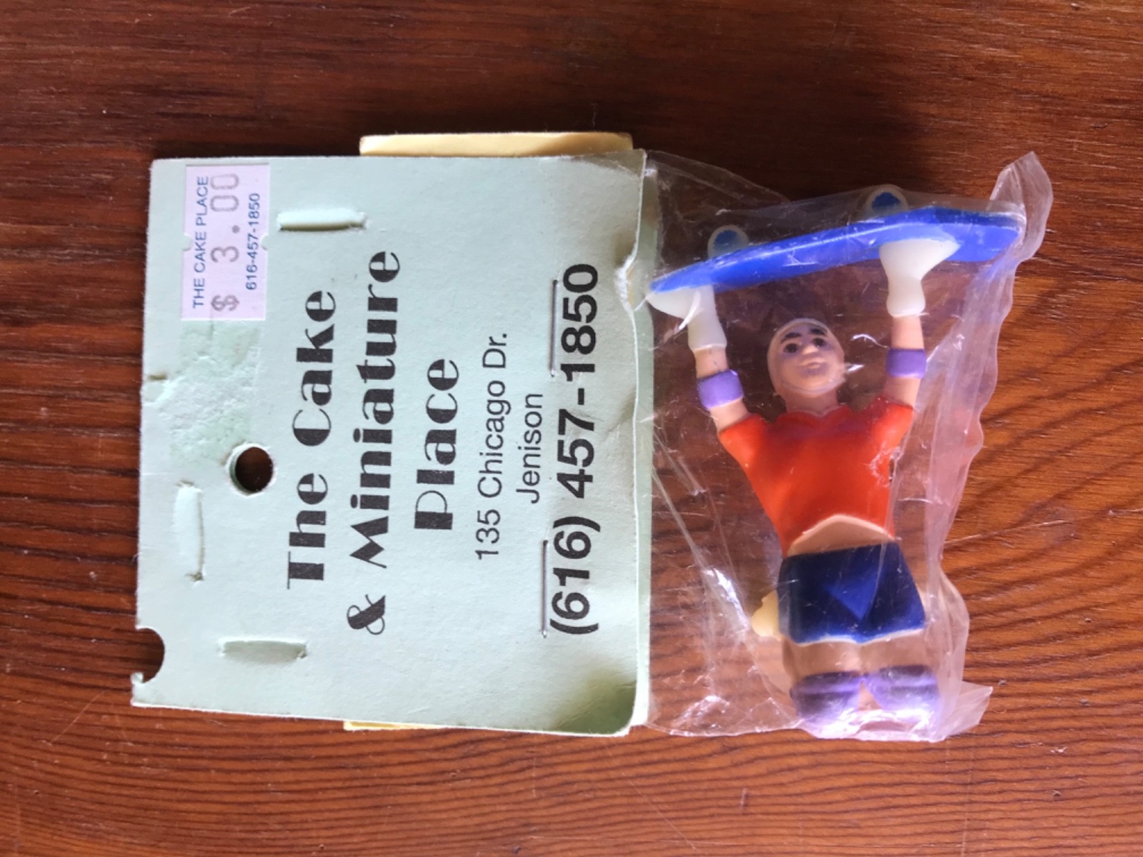 Vintage 80s Trick Skateboarder Cake Topper, New Old Stock