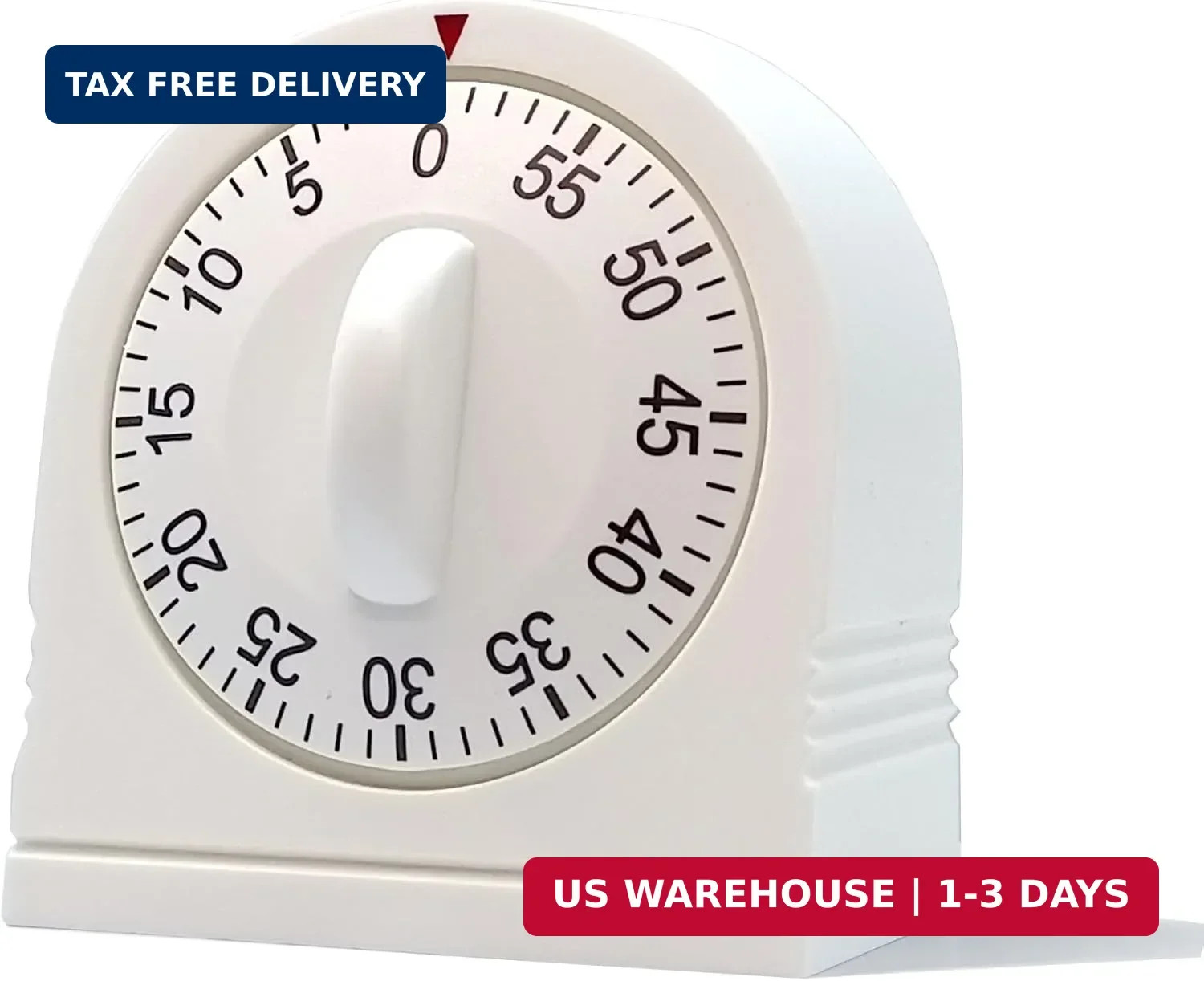 60 Minute Mechanical Wind Up Timer Loud Alarm Visual Countdown White