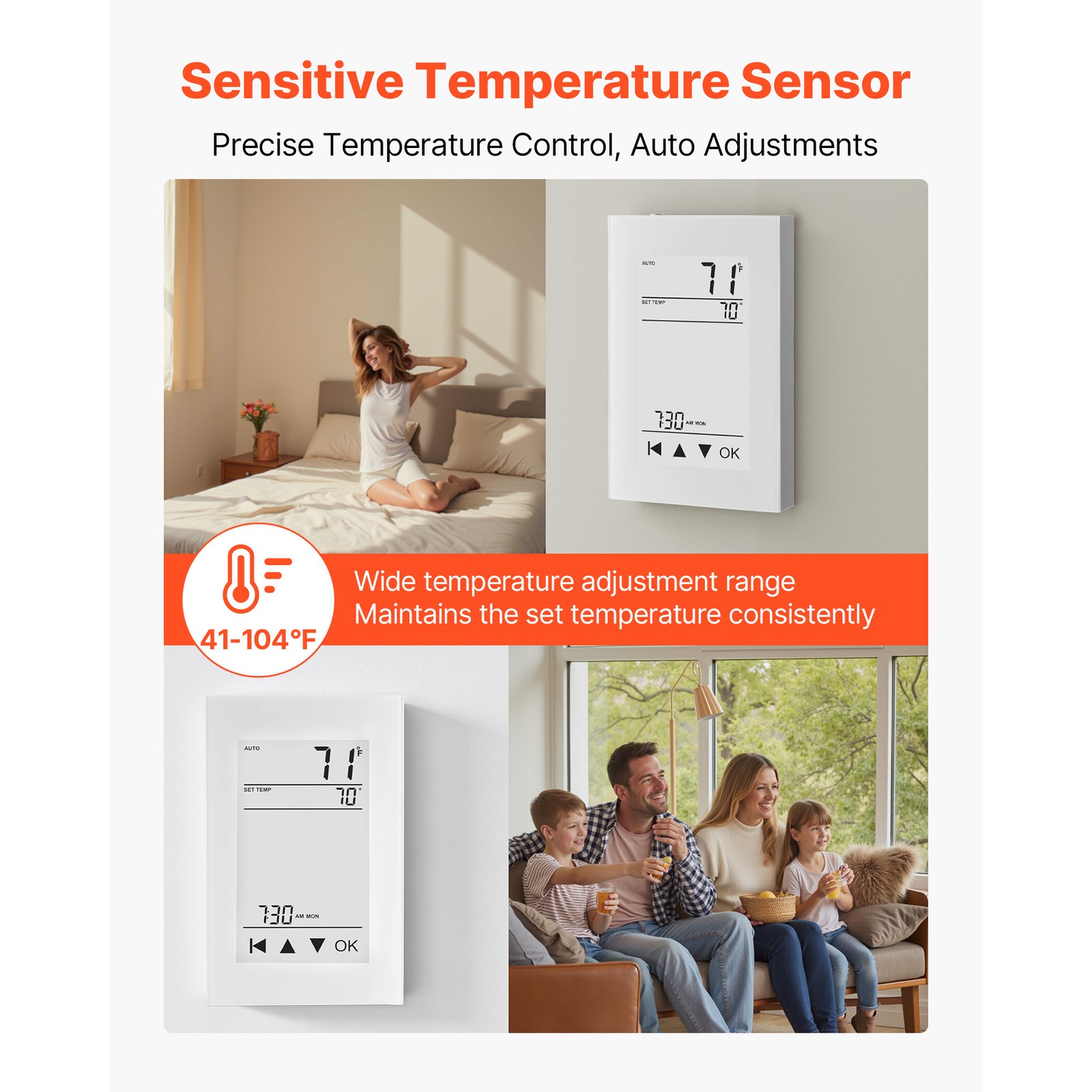 7 Day Programmable Thermostat for Underfloor Heating Pump LCD Touchscreen