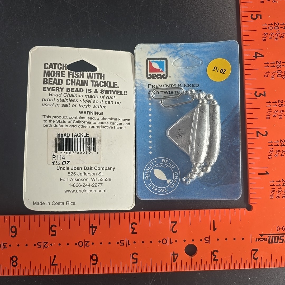 2 VTG BEAD CHAIN Trolling Sinkers: 1oz