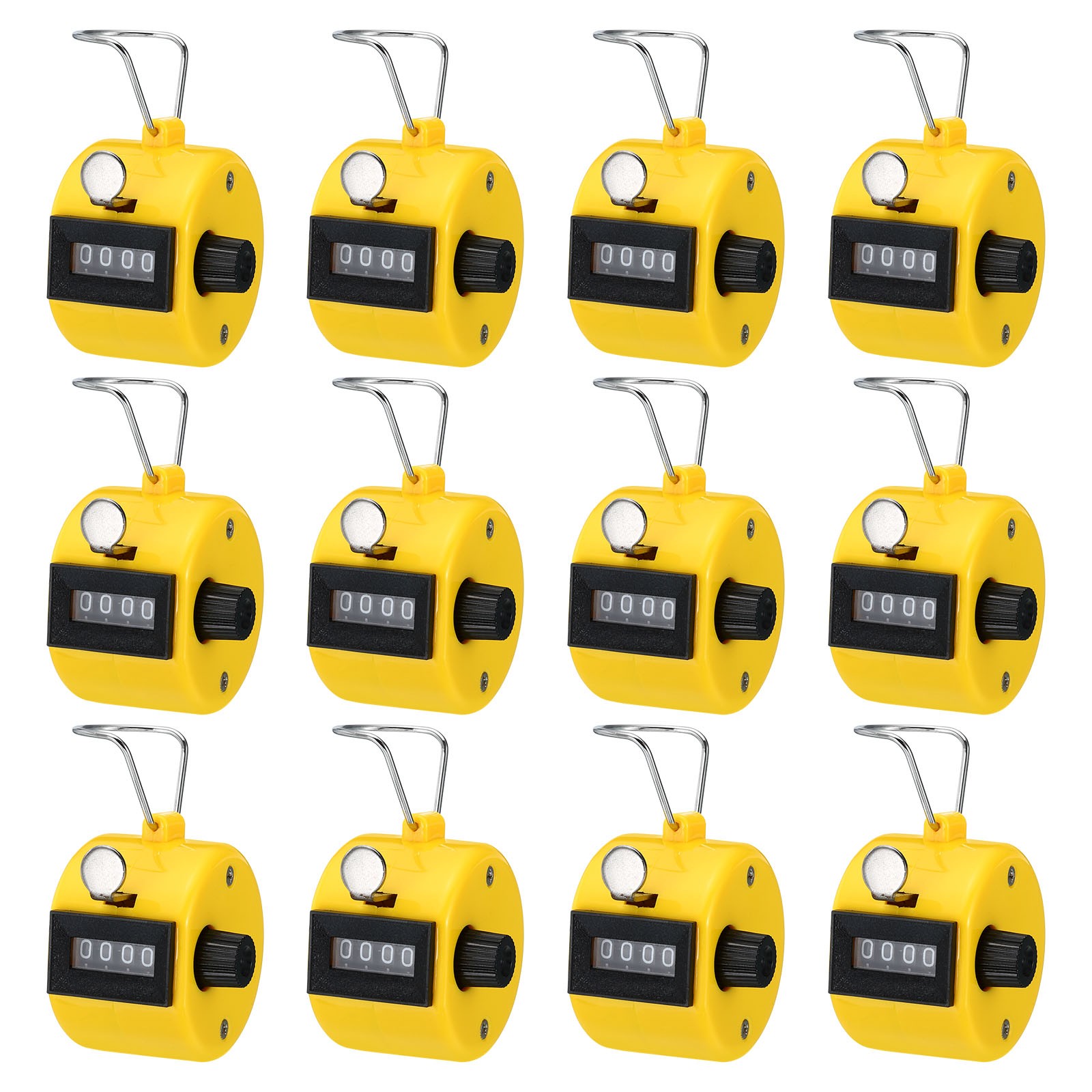 12pcs Click Counters 4 Digit Mechanical Handheld Hand Tally Lap Counter Yellow