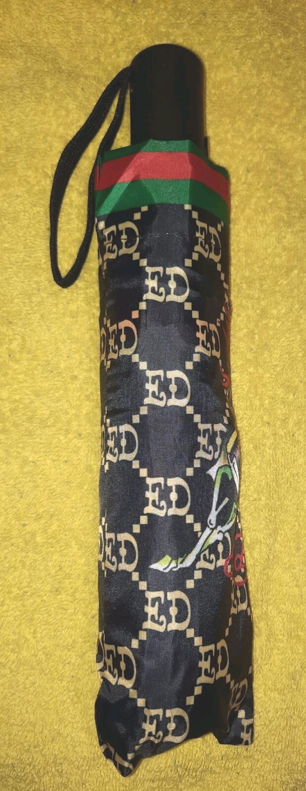 Ed Hardy Grim Reaper & Skelton Horse Tattoo Umbrella ED Logo Auto Up/Down🆕