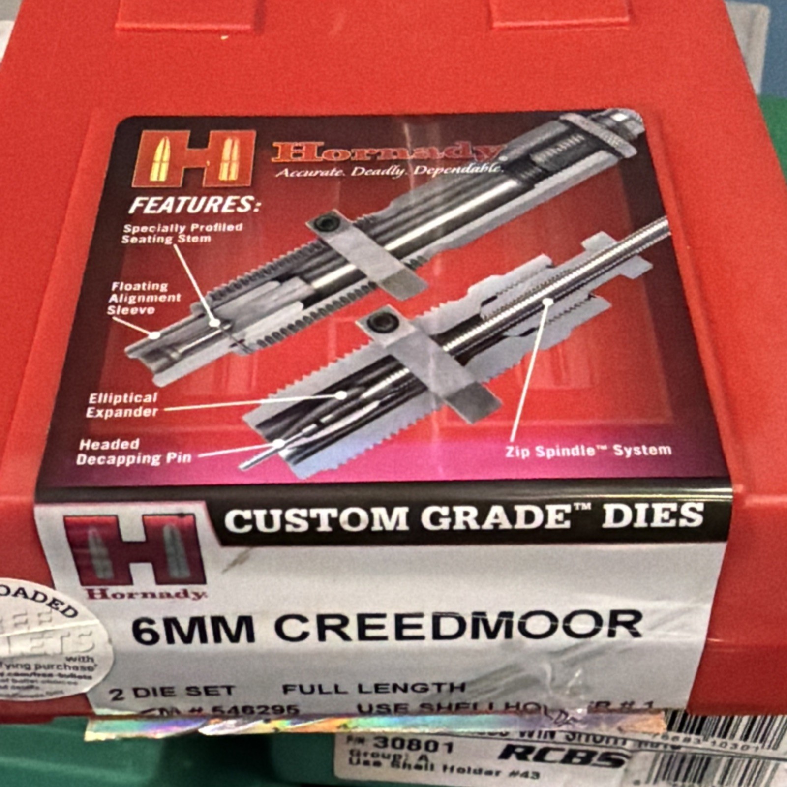 Hornady Rifle Die Set For 6 mm Creedmoor 0.243 Bullet Diameter - 546295 #65 Used