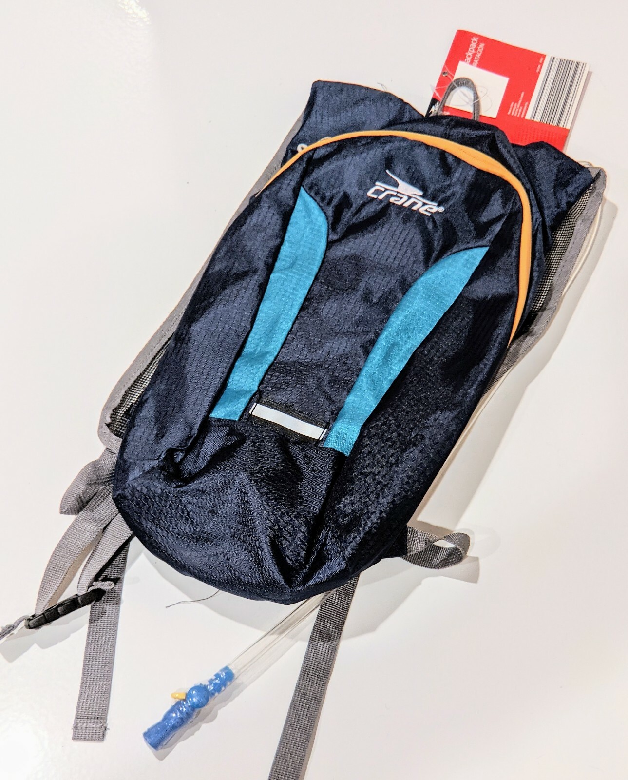 Crane Sports Hydration Hiking Backpack - 2L W Padded Mesh & Adjust Belt Blue NWT