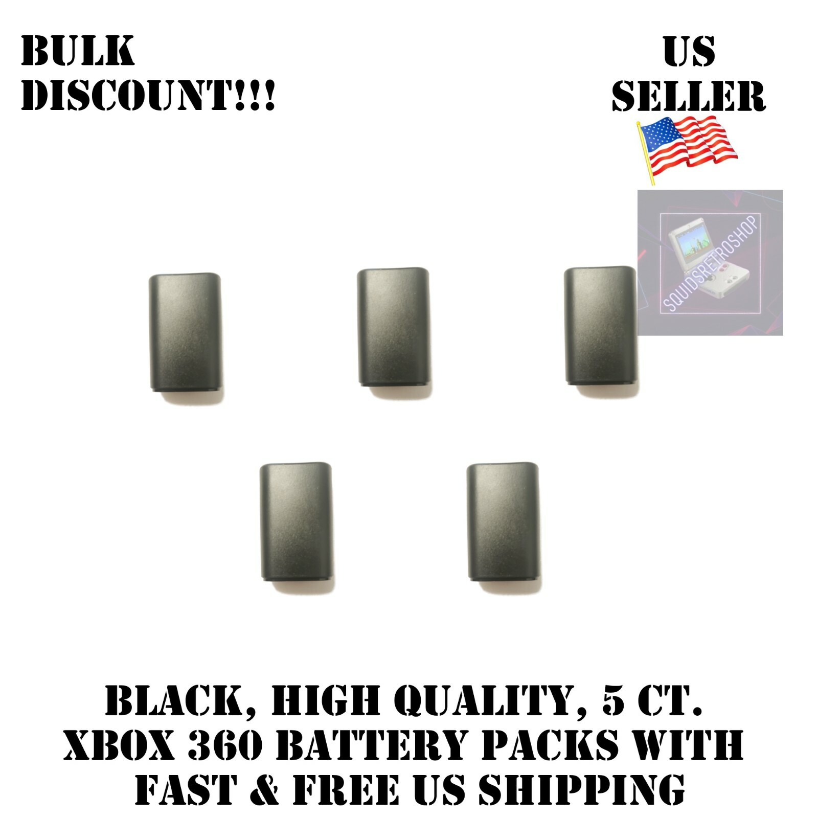 5x Black Battery Replacement for Xbox 360 Controller Case, Shell, Pack, Cover US