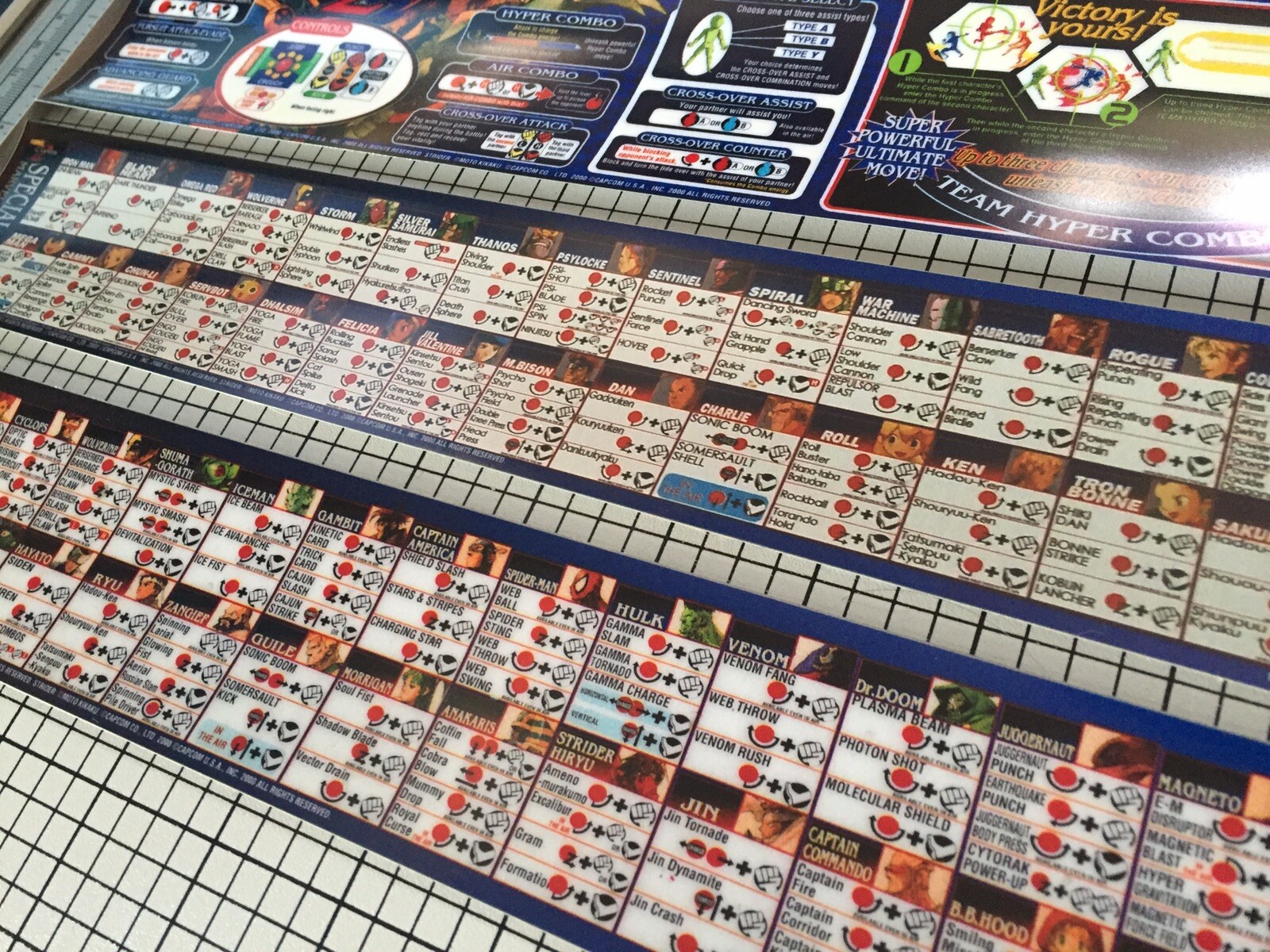 Marvel Vs Capcom 2 Arcade Moves List/Instruction Sheet Stickers