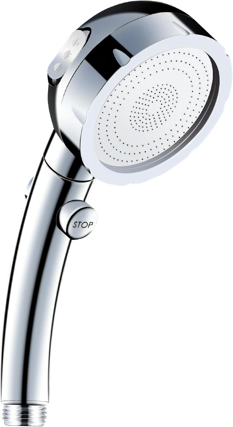 High Pressure 6 Setting Shower Head Hand-Held with ON/OFF Switch and Spa Spray
