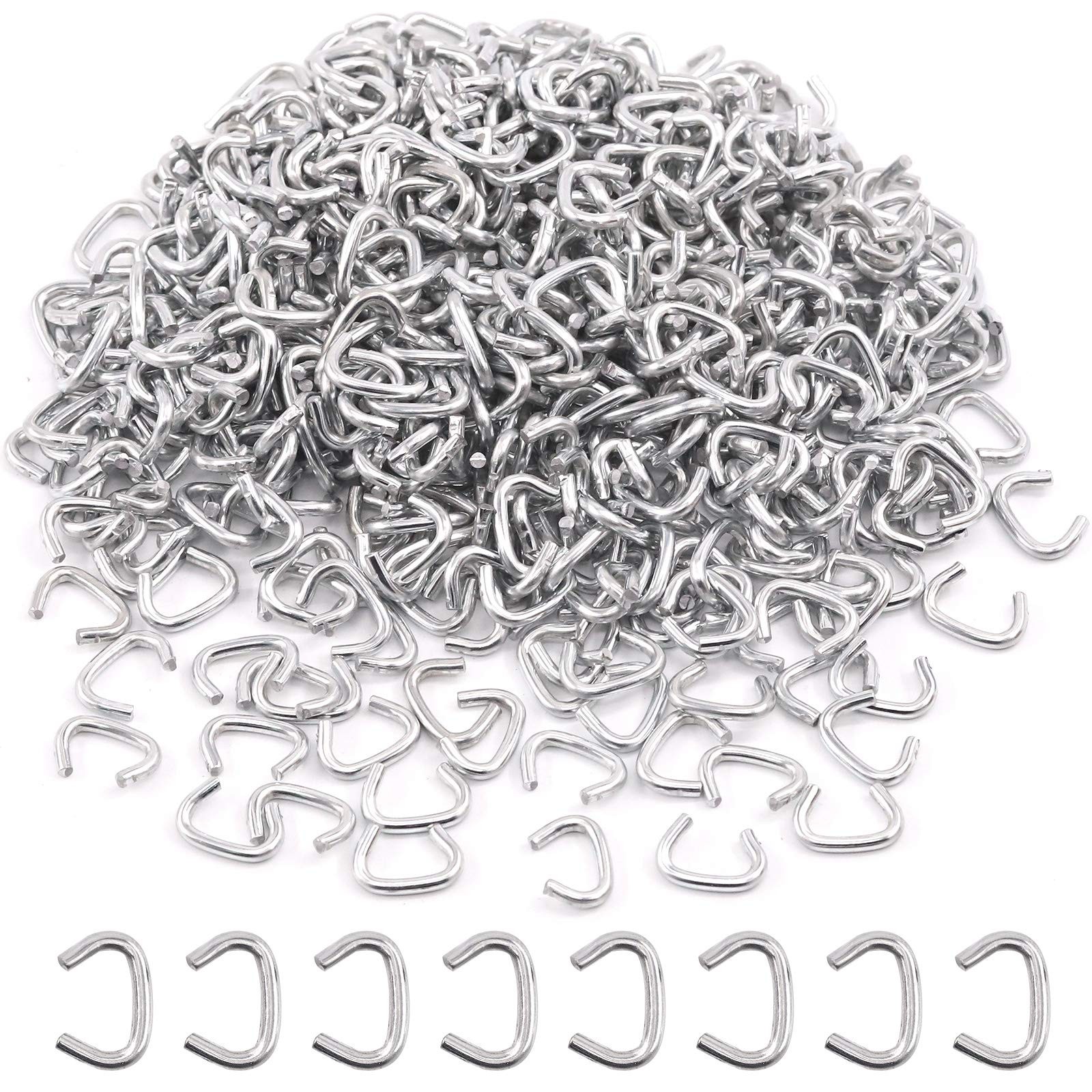 1000 Pcs 3/8 Inch Galvanized Hog Rings for Auto Upholstery Fencing Bagging